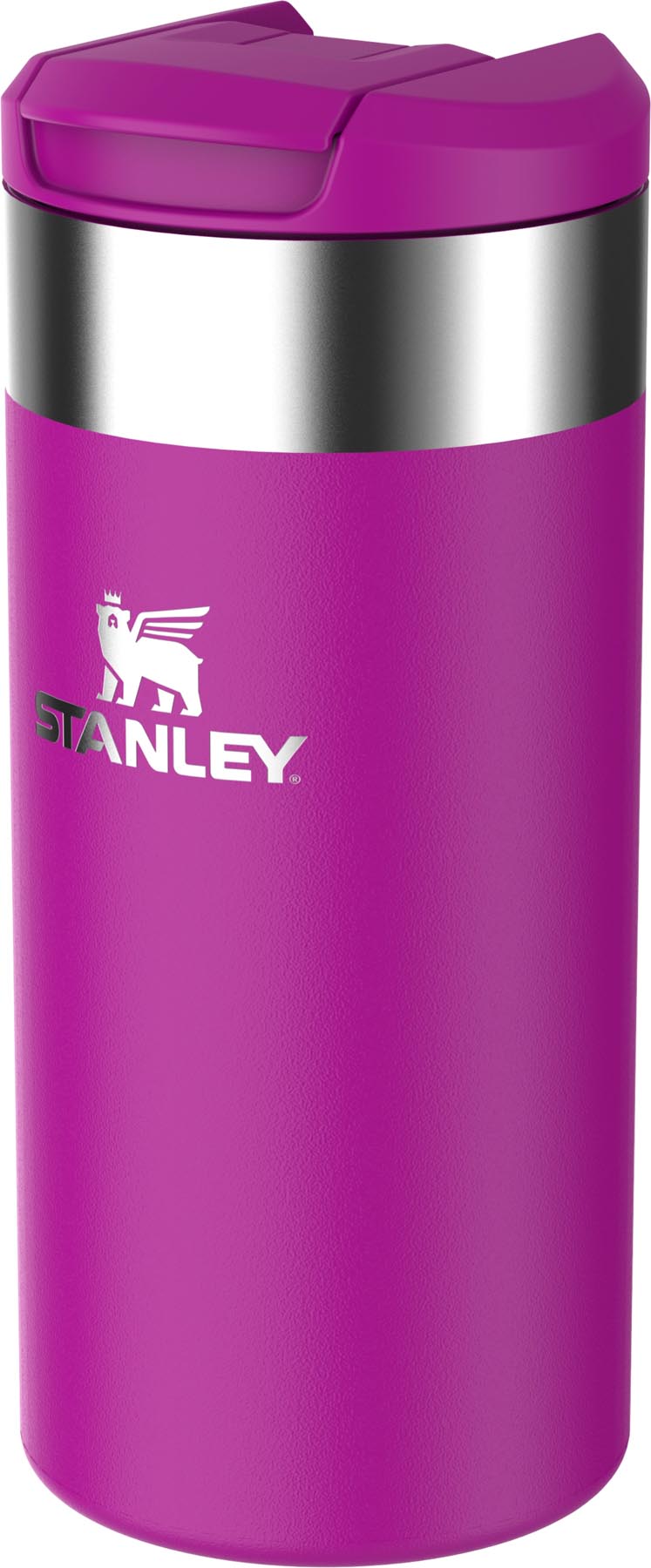 Elegante violette Stanley Thermosflasche mit 0.35l Fassungsvermögen, perfekt für heiße und kalte Getränke unterwegs.