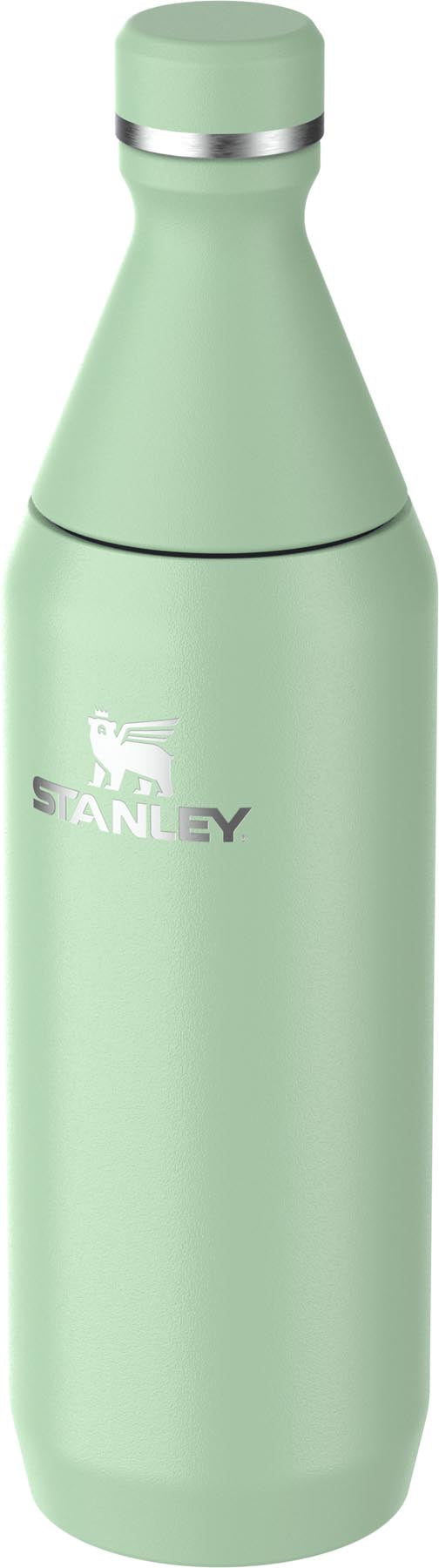Stilvolle 0.6l Thermosflasche in schimmerndem Pistaziengrün, ideal für die Aufbewahrung von Getränken bei jedem Abenteuer.