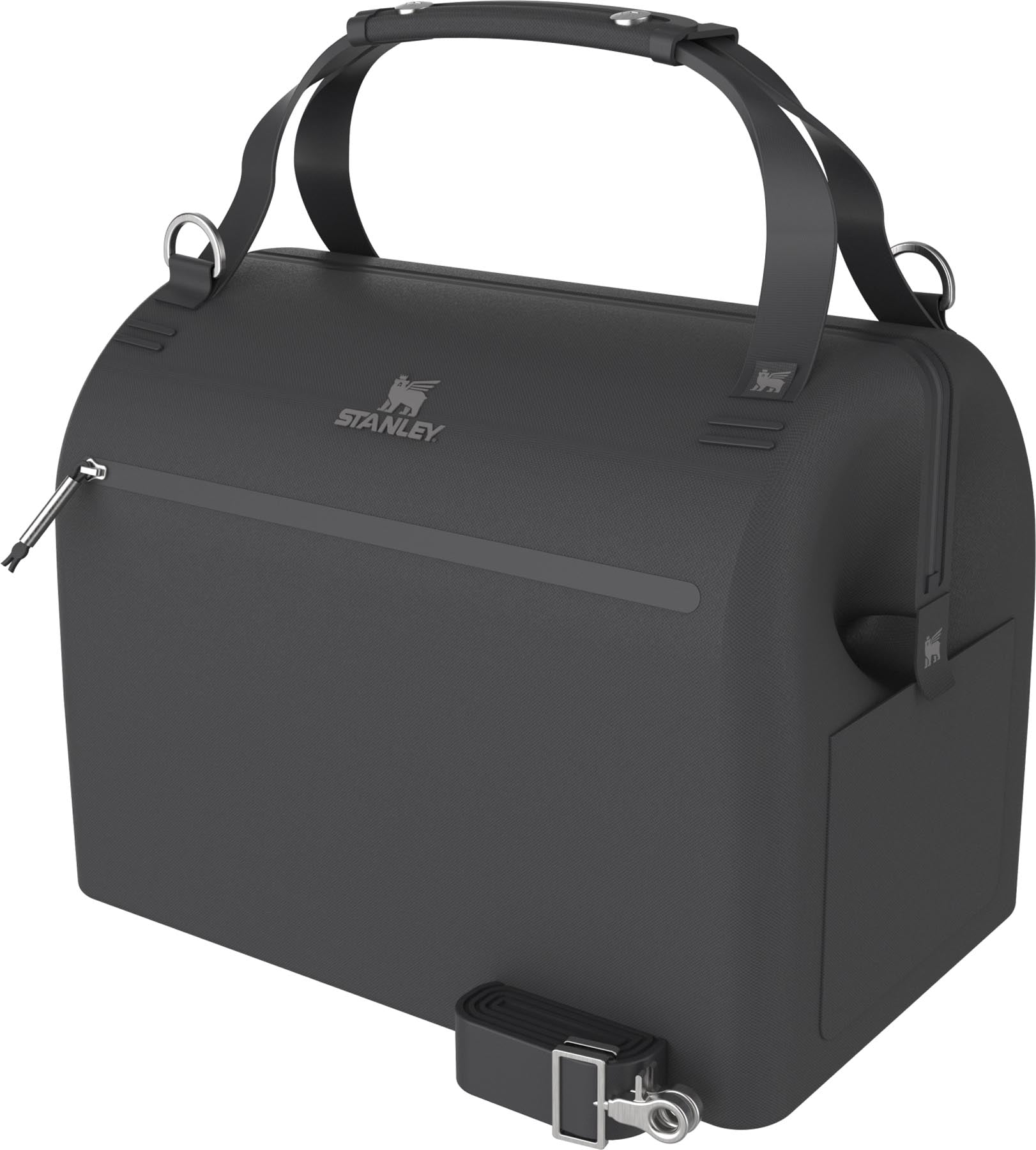 Elegante schwarze Kühltasche von Stanley mit 18,9 l, ideal für Outdoor-Aktivitäten, sorgt für frische Getränke und Snacks unterwegs.
