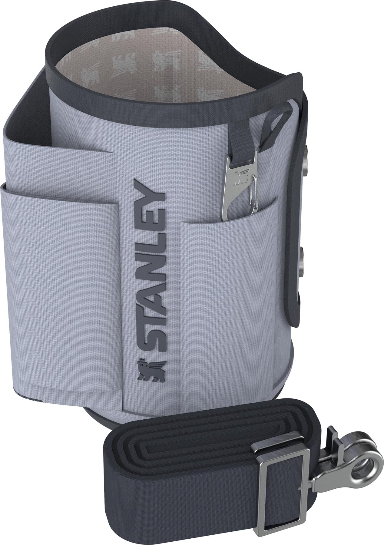 Stylische Stanley Thermosflasche All-Day Quencher Carry-All 0.89l in der Farbe Dew Drop, ideal für unterwegs und vielseitige Getränke.