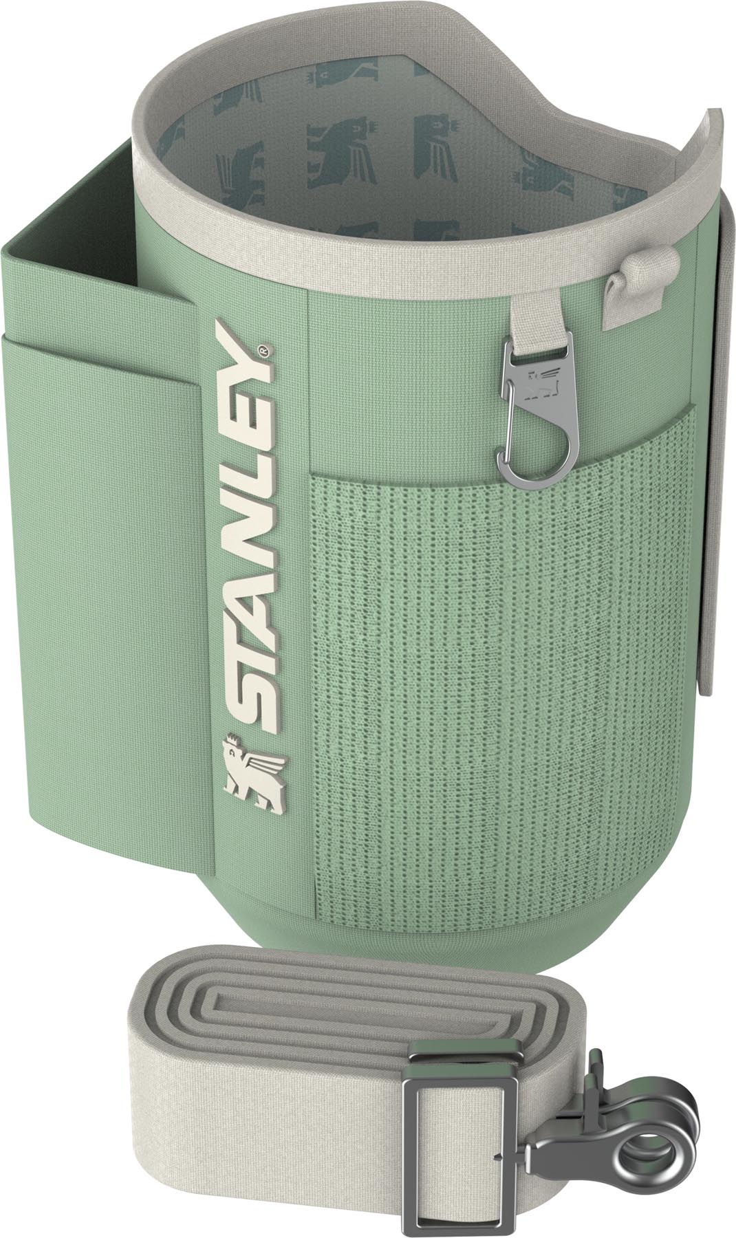 Stylische Stanley Thermosflasche in Pistazienfarbe, ideal für unterwegs. Hält Getränke lange kühl und frisch, perfekt für jeden Tag.