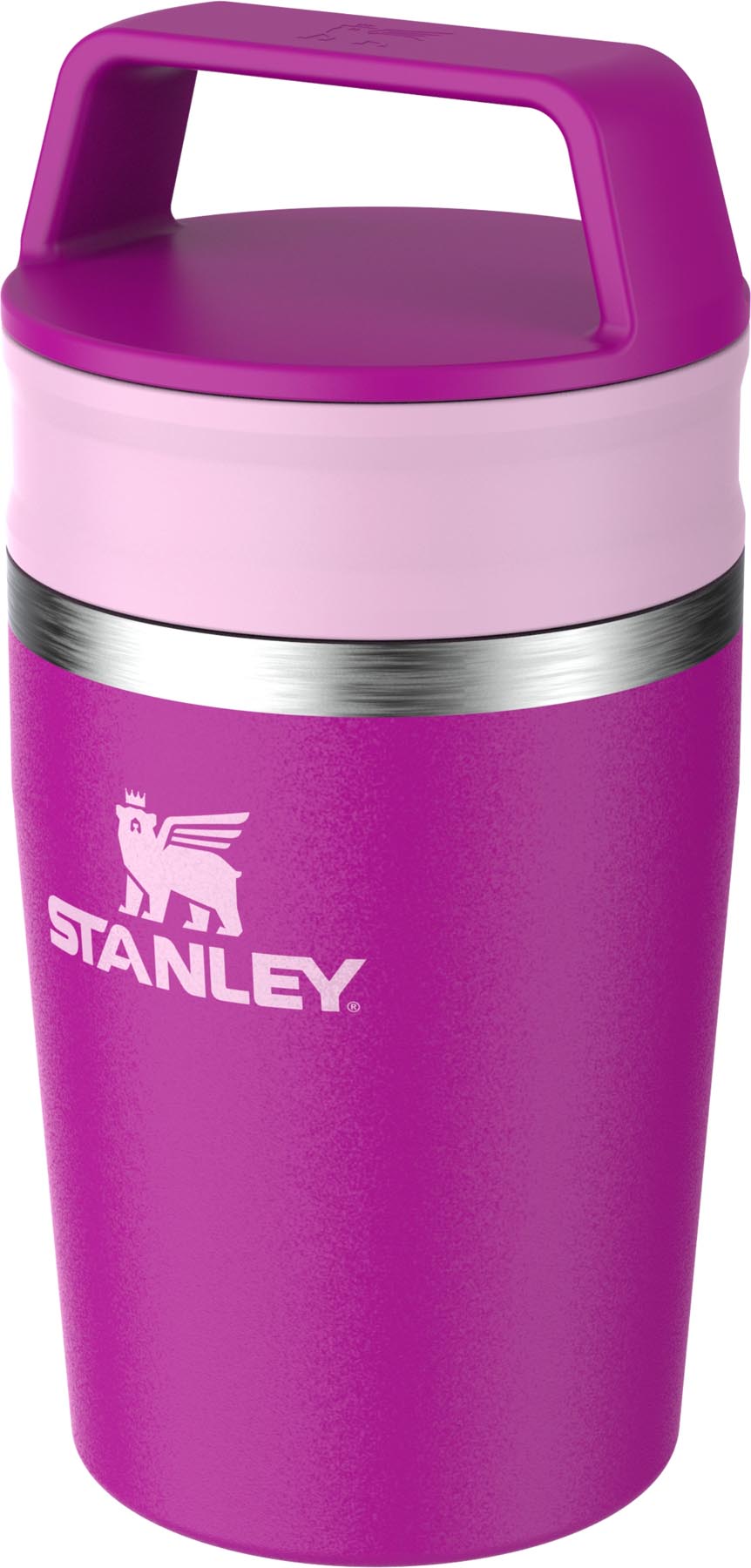 Eleganter violetter To-Go Becher von Stanley mit 0.23l, perfekt für Kaffee unterwegs und umweltbewusste Genießer.