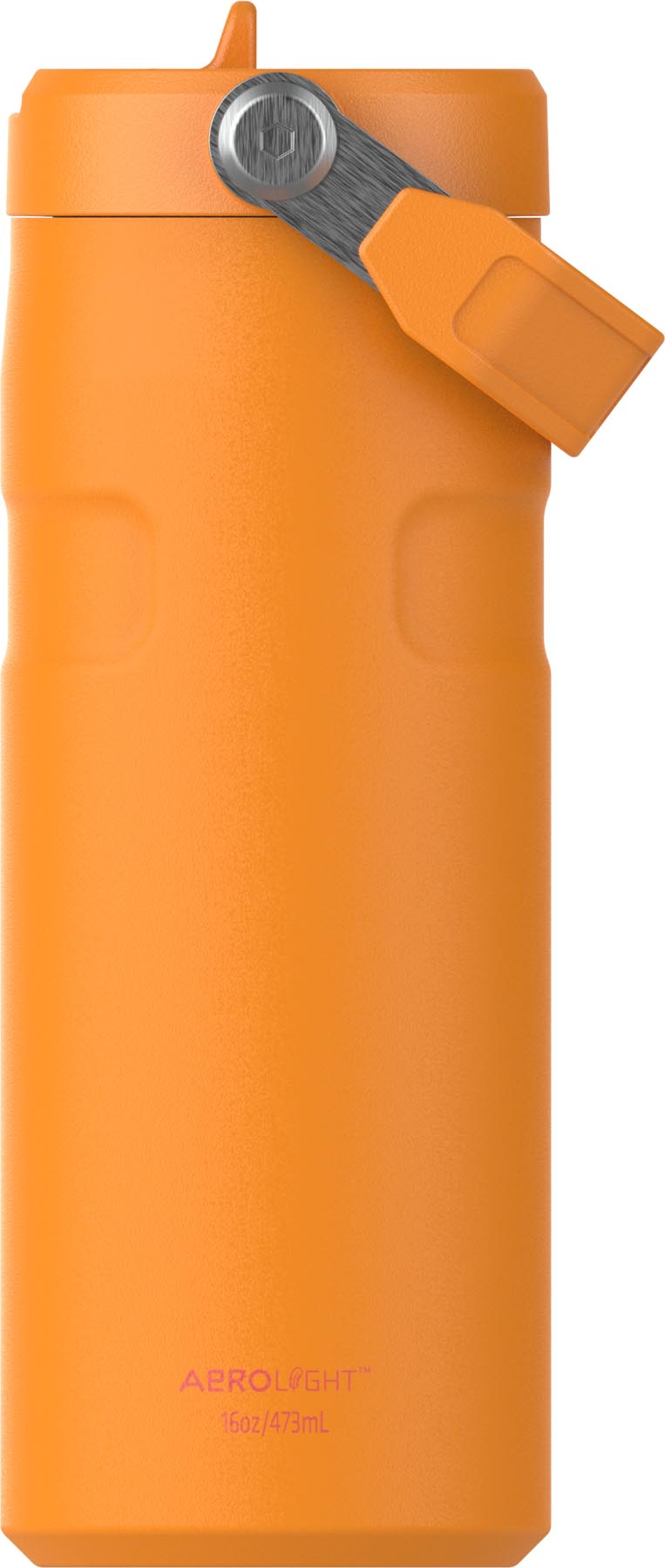 Moderne Stanley Thermosflasche in goldenrod coral mit praktischem Flip Straw, 0.47l, ideal für kalte Getränke unterwegs.