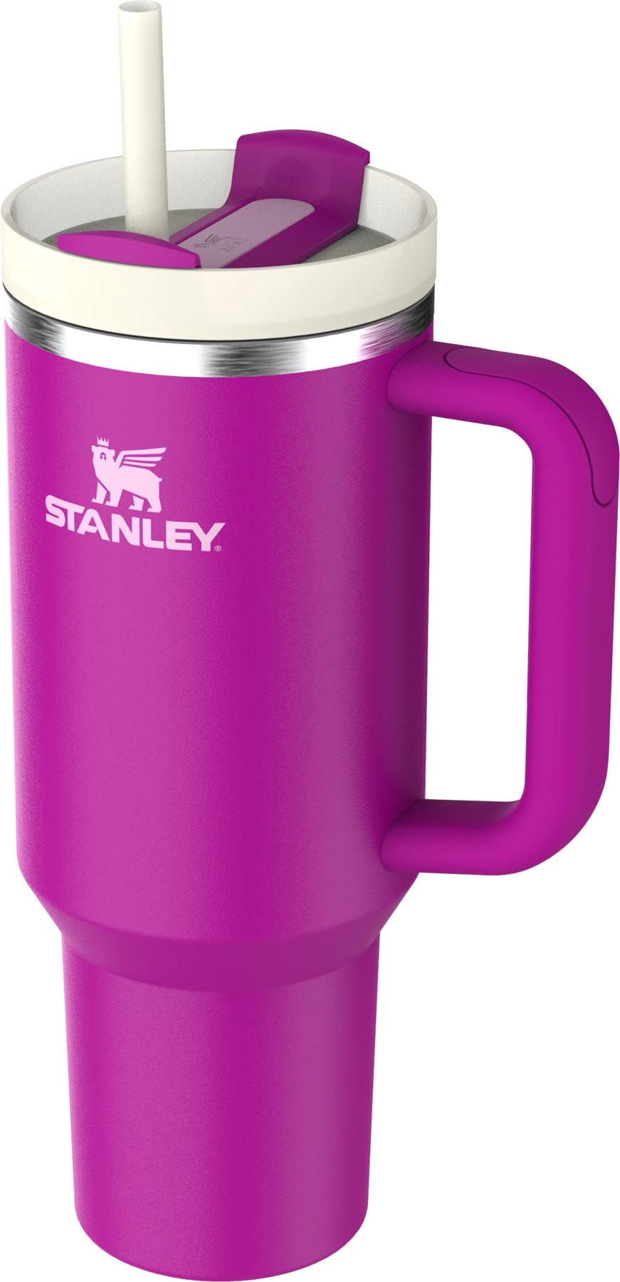 Moderne Stanley Thermosflasche Quencher FlowState 1.18l in elegantem Violett, ideal für kalte und heiße Getränke unterwegs.