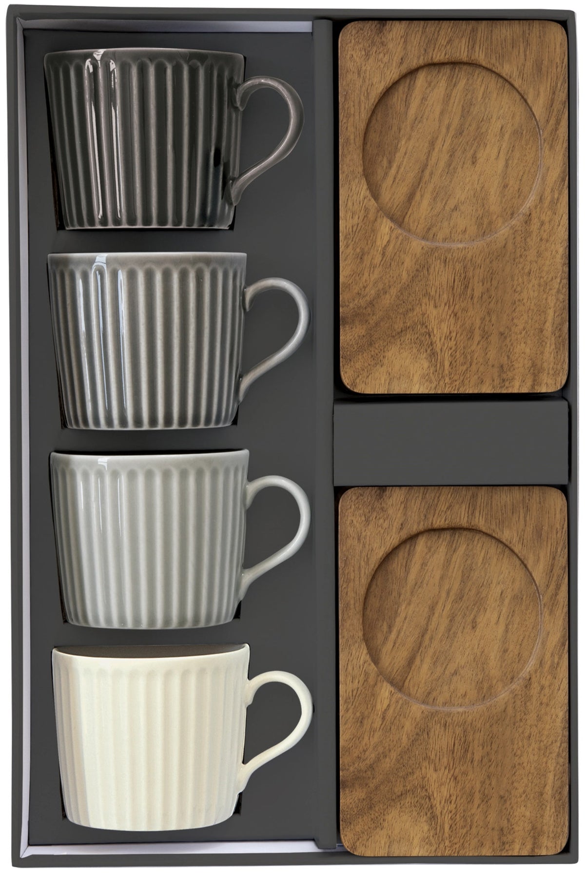 4er Set Take a Break Espressotasse 110ml mit Akazienunters. in Mehrfarbig präsentiert im Onlineshop von KAQTU Design AG. Tasse ist von Easy Life