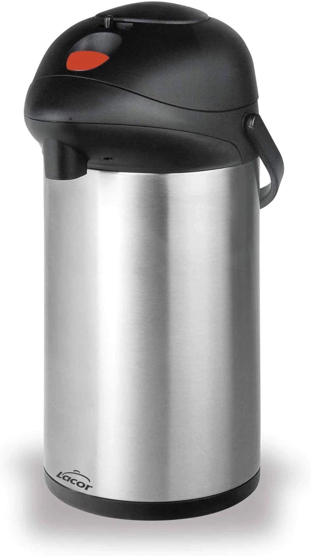 Thermoskanne mit Pumpe 3l in Silber präsentiert im Onlineshop von KAQTU Design AG. Trinkflasche ist von Lacor