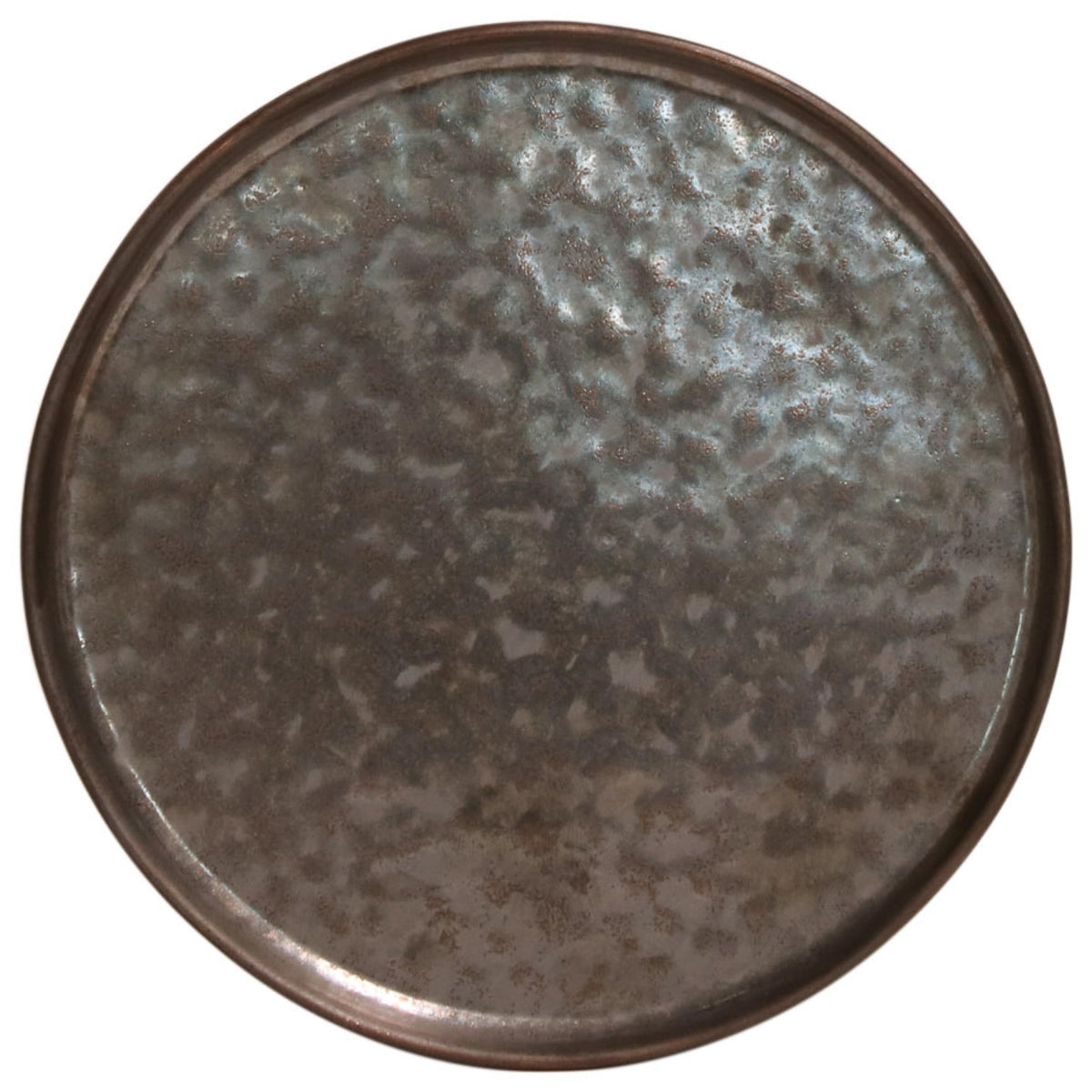 Goldfarbener runder Teller Lagoa von Costa Nova aus Steingut, flache Form