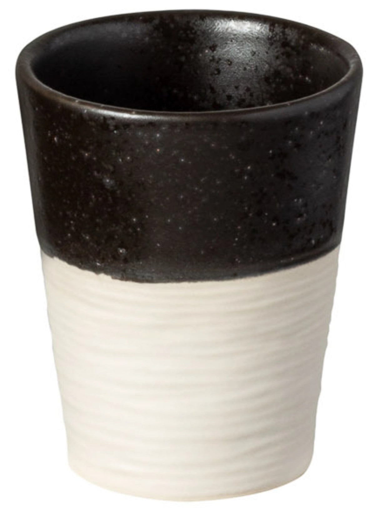 Schwarzer Steingut-Becher ohne Henkel von Costa Nova, Nótos Serie, zylindrische Form, Fassungsvermögen 270ml, Masse D8.1cm H10.6cm.
