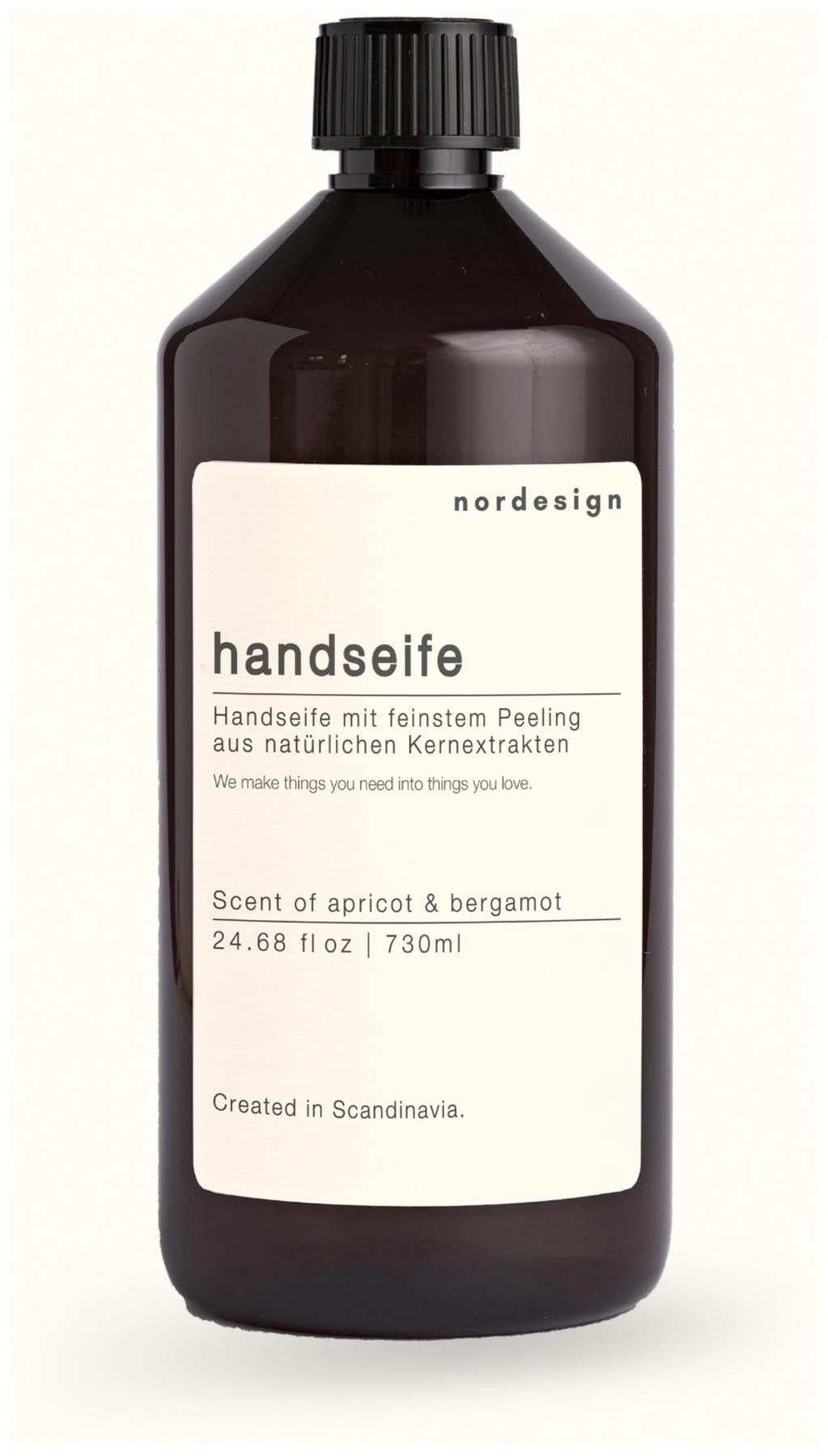Nachfüllflasche Handseife mit Peeling 730ml apricot & bergam in  präsentiert im Onlineshop von KAQTU Design AG. Reinigungsmittel ist von Nordesign