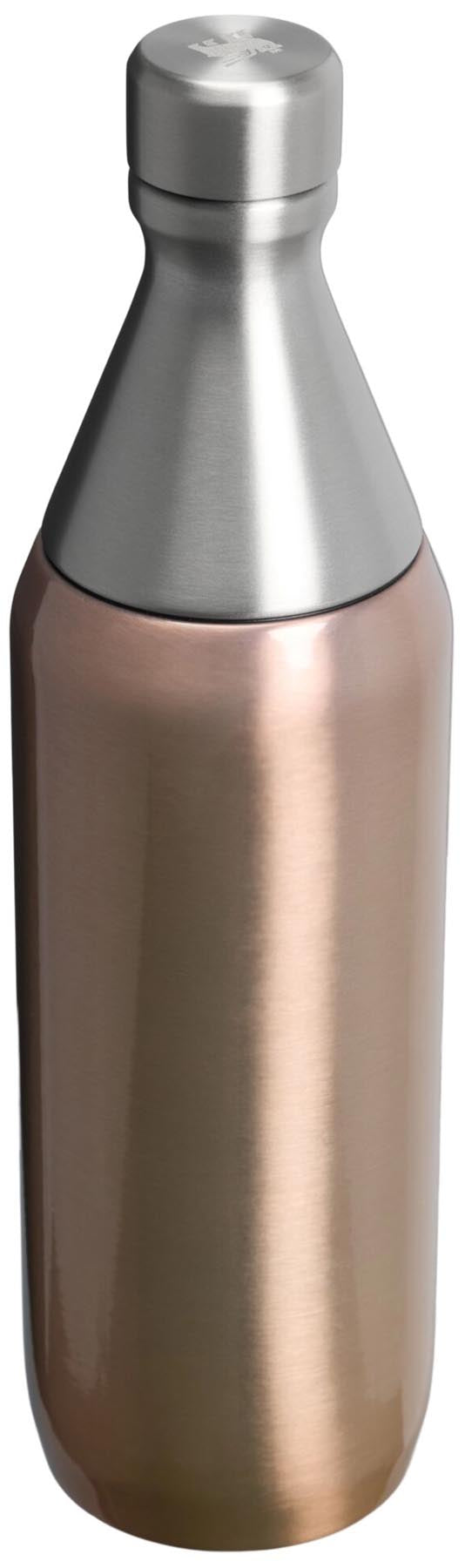 Elegante Thermosflasche in zartem Goldton, ideal für unterwegs. Hält Getränke lange warm oder kalt – perfekt für jeden Tag.