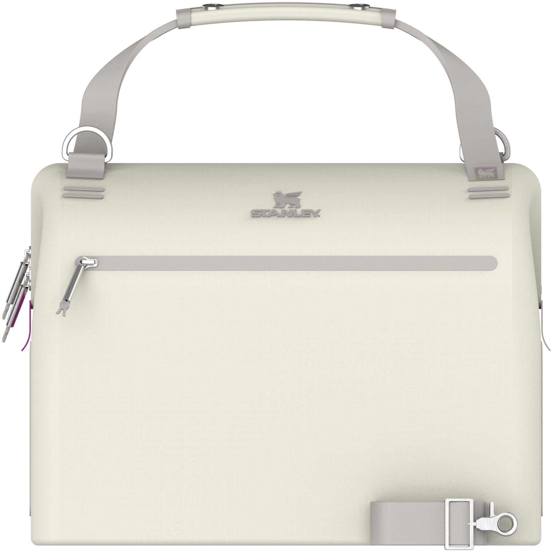 Stilvolle Kühltasche in sanftem Creme von Stanley, perfekt für Picknicks und Ausflüge, bietet 18.9l Platz für Getränke und Snacks.