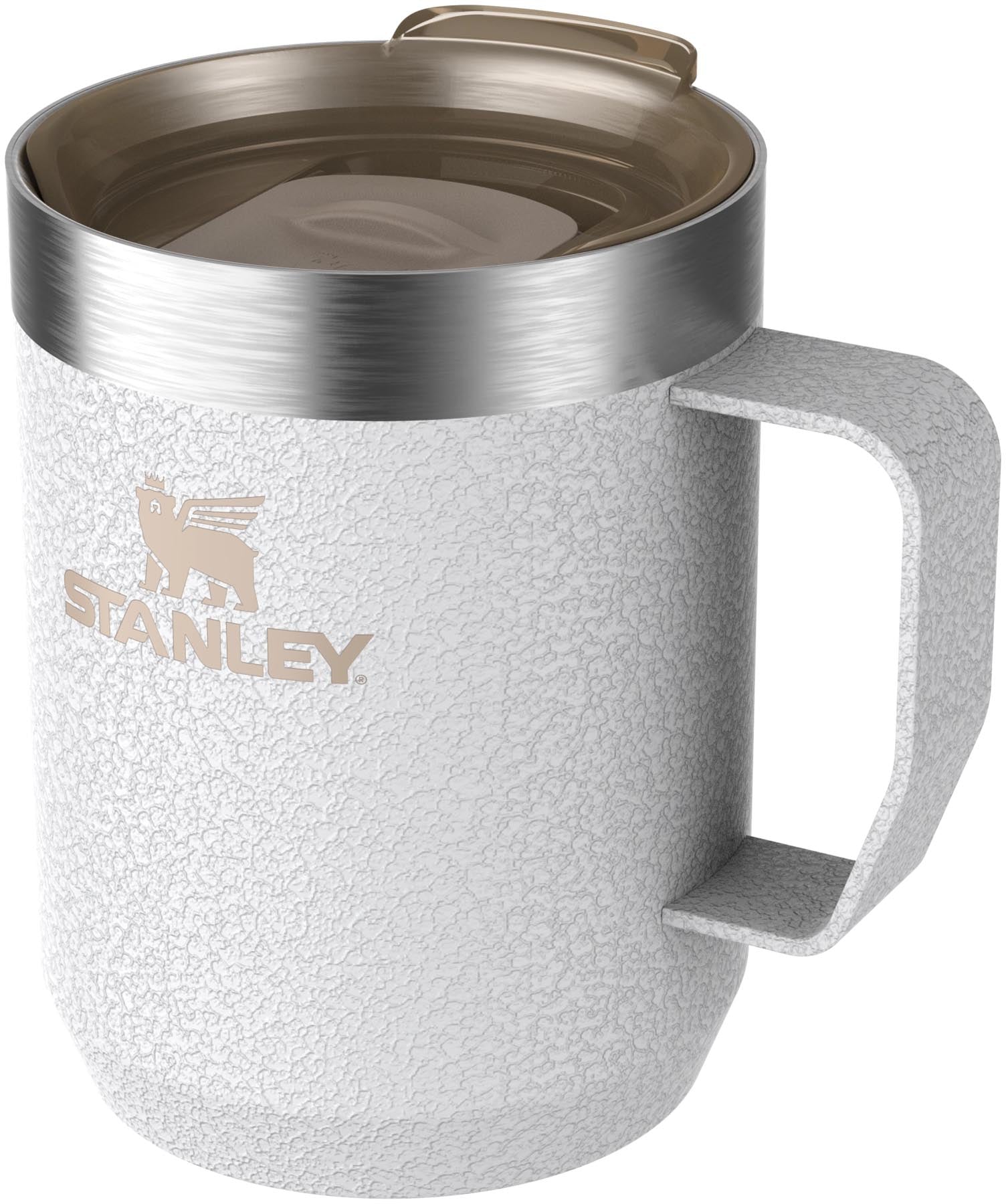 Robuster Camp Mug von Stanley mit 0.23l Fassungsvermögen in Hammertone Frost, perfekt für heiße Getränke unterwegs und beim Camping.