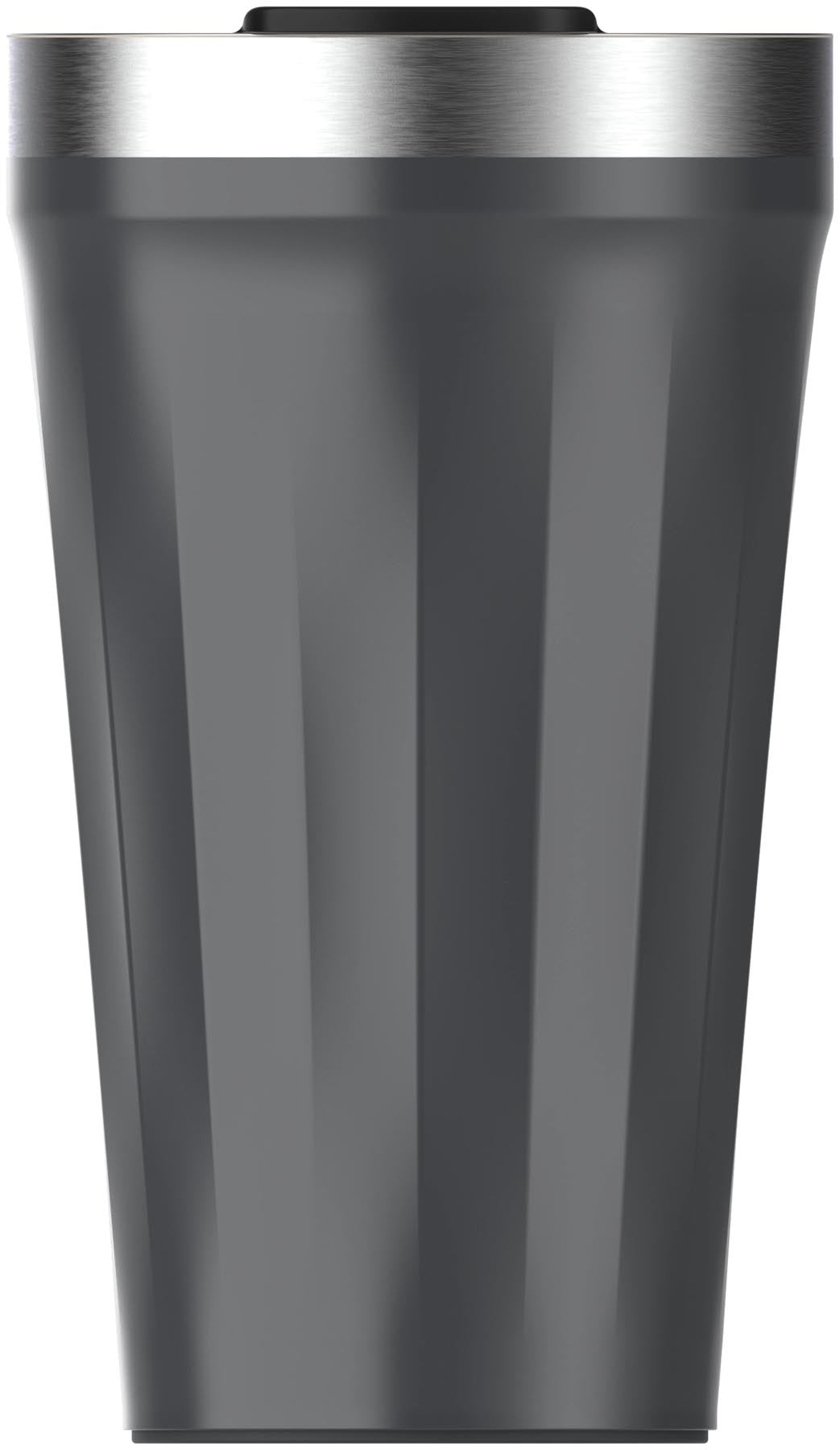 Eleganter Everyday Tumbler TXT 0.47l in glänzendem Schwarz von Stanley, ideal für unterwegs und perfekt für heiße oder kalte Getränke.