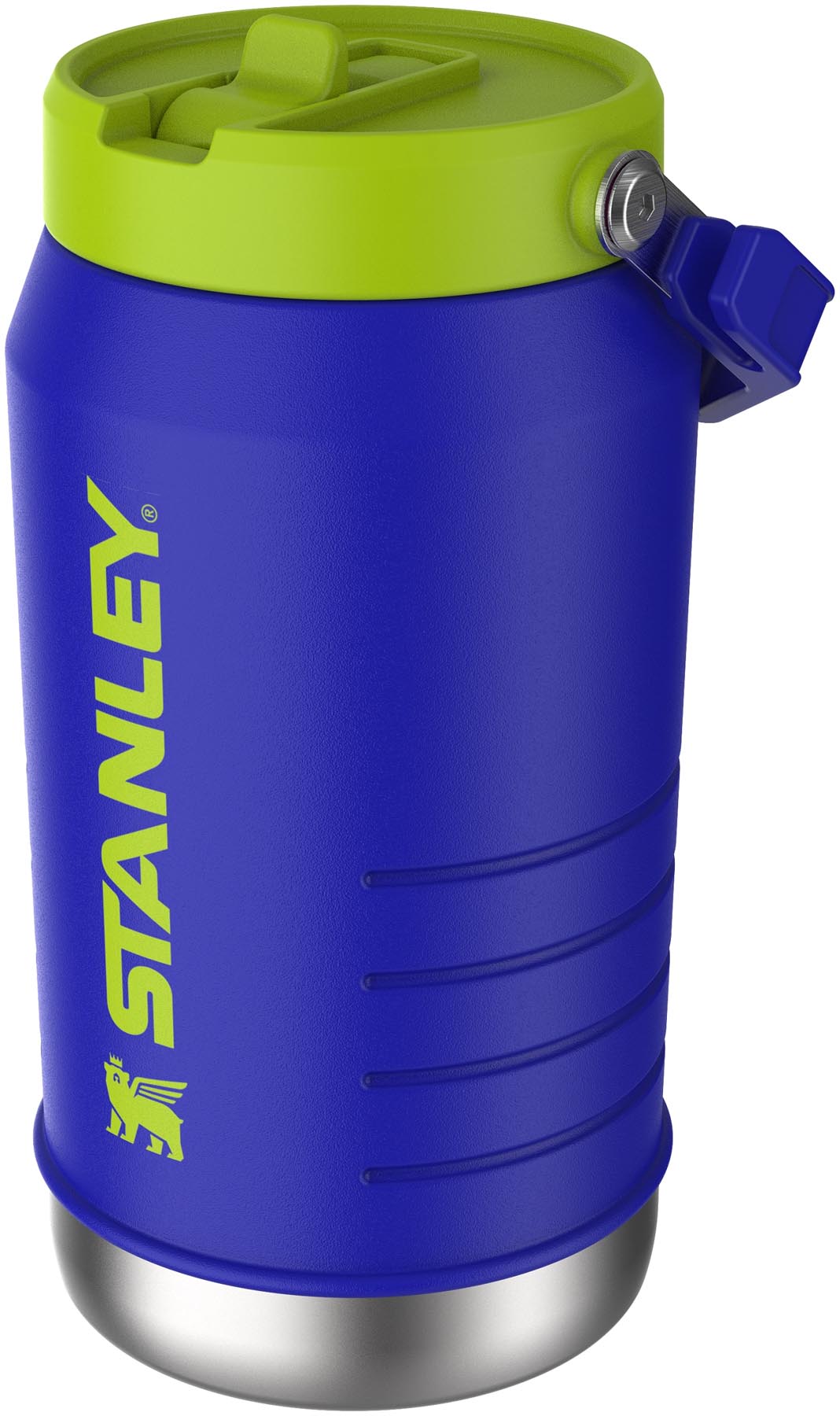 Praktischer 1.9l Getränkespender von Stanley in cobalt chartreuse, ausgestattet mit Flip Straw für erfrischende Getränke unterwegs.