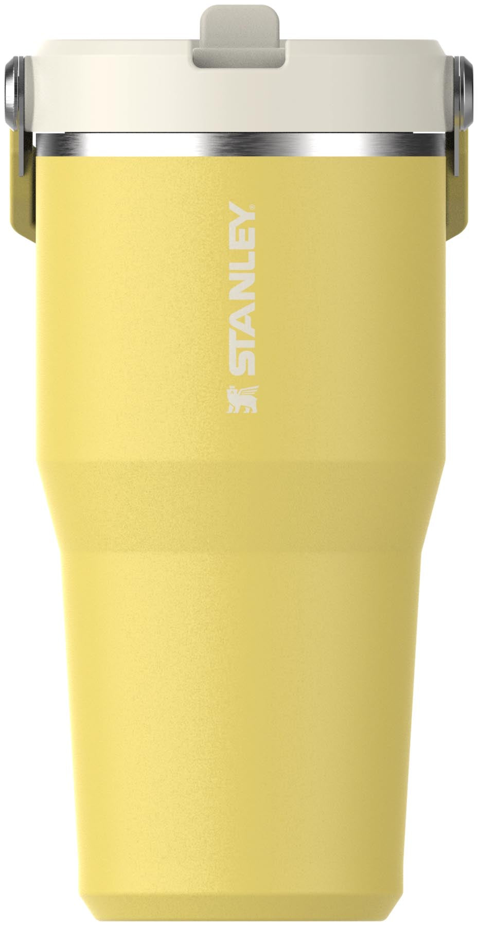 Heller Daffodil-Farbton, 0.6l Stanley IceFlow Becher mit Flip Straw, ideal für kalte Getränke und unterwegs, stilvoll und funktional.