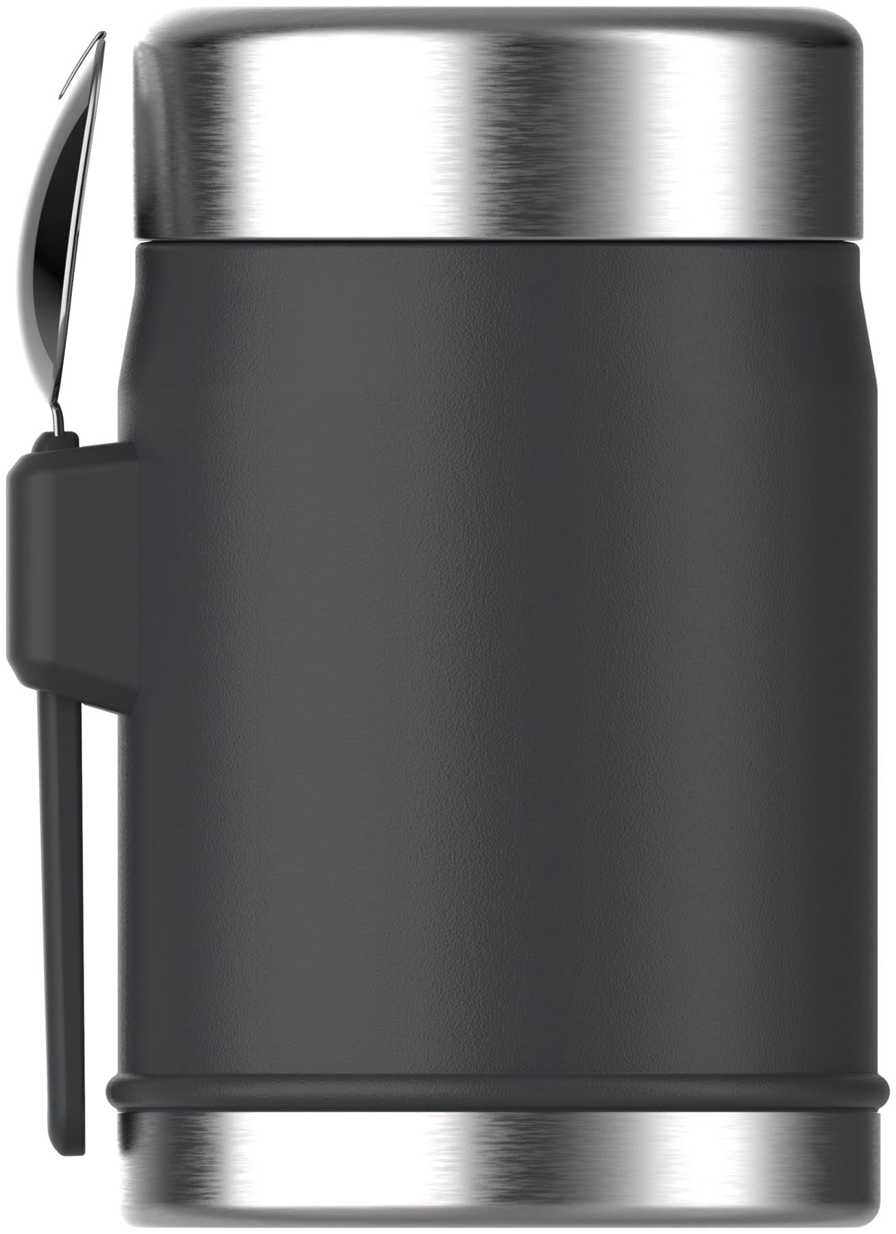Schwarzer Legendary Food Jar mit Spork, 0.4l, ideal für unterwegs. Hochwertiger Aufbewahrungsbehälter von Stanley für warme und kalte Speisen.