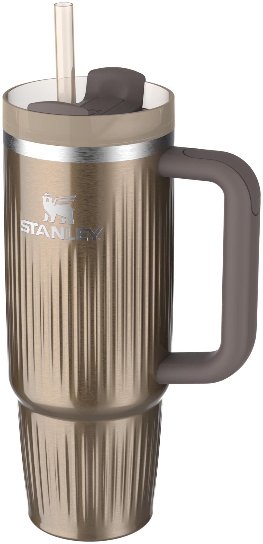 Stilvolle Stanley Thermosflasche in zartem Gold, 0.89l, perfekt für unterwegs, hält Getränke heiß oder kalt und setzt modische Akzente.