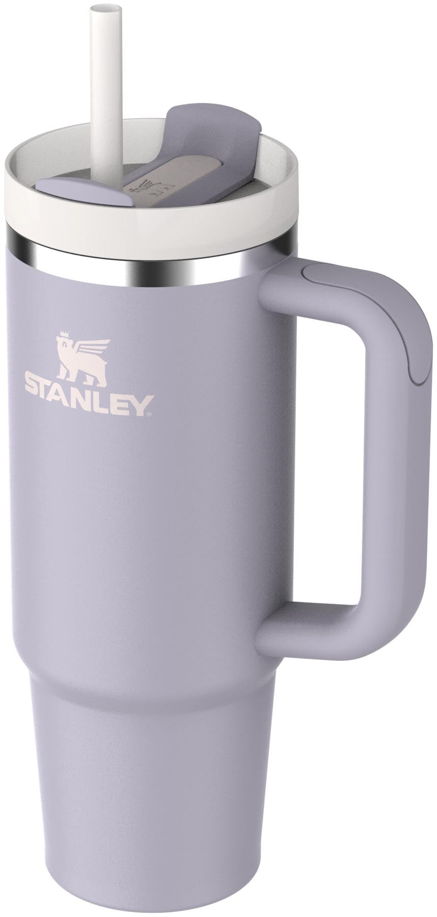 Moderne Stanley Thermosflasche Quencher FlowState 0.89l in lila, perfekt für aktive Lebensstile. Hält Getränke optimal temperiert.