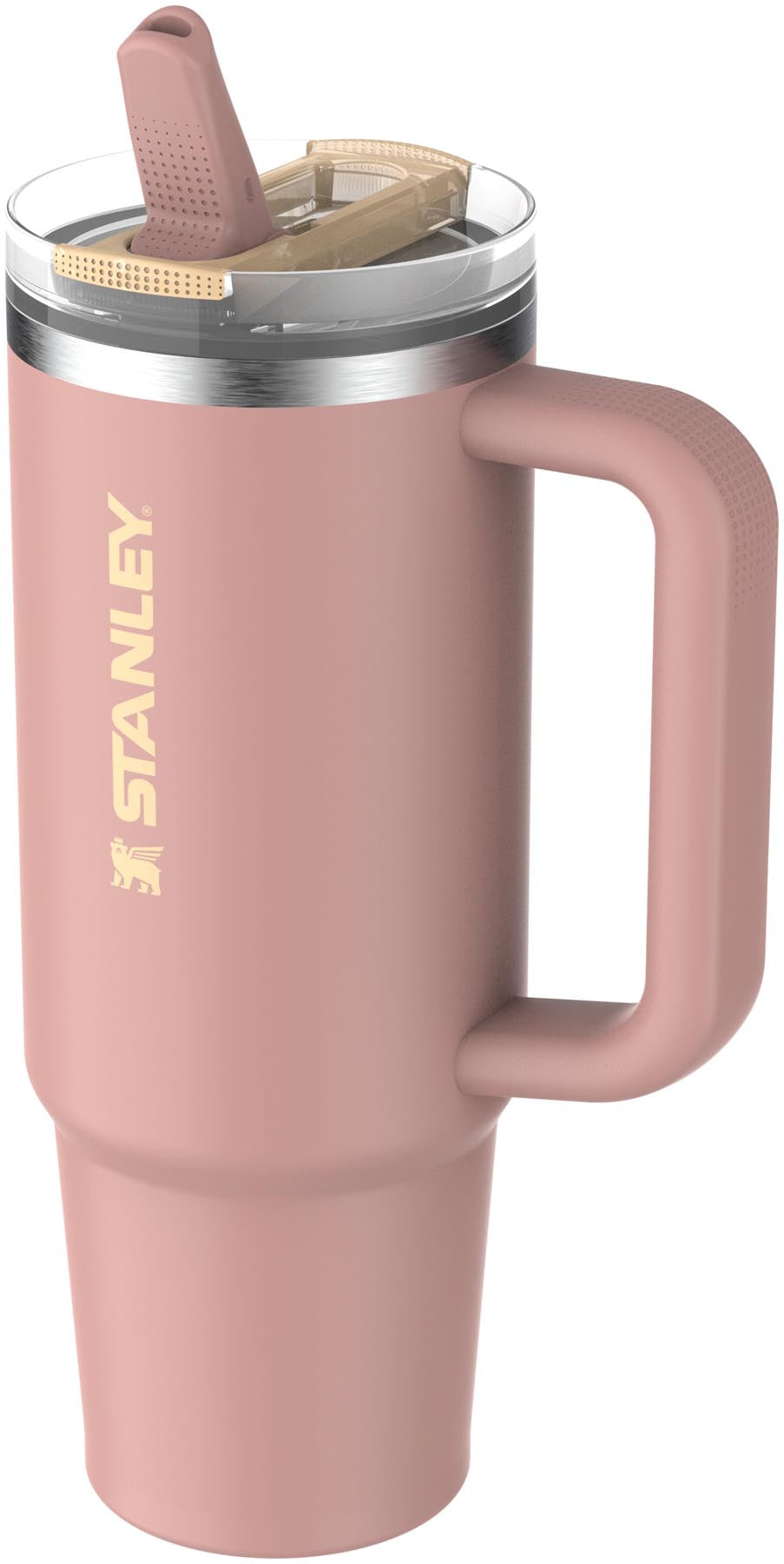 Stylische Stanley Quencher ProTour Thermosflasche in Peach Rose, 0.89l, mit Flip Straw für komfortables Trinken unterwegs.
