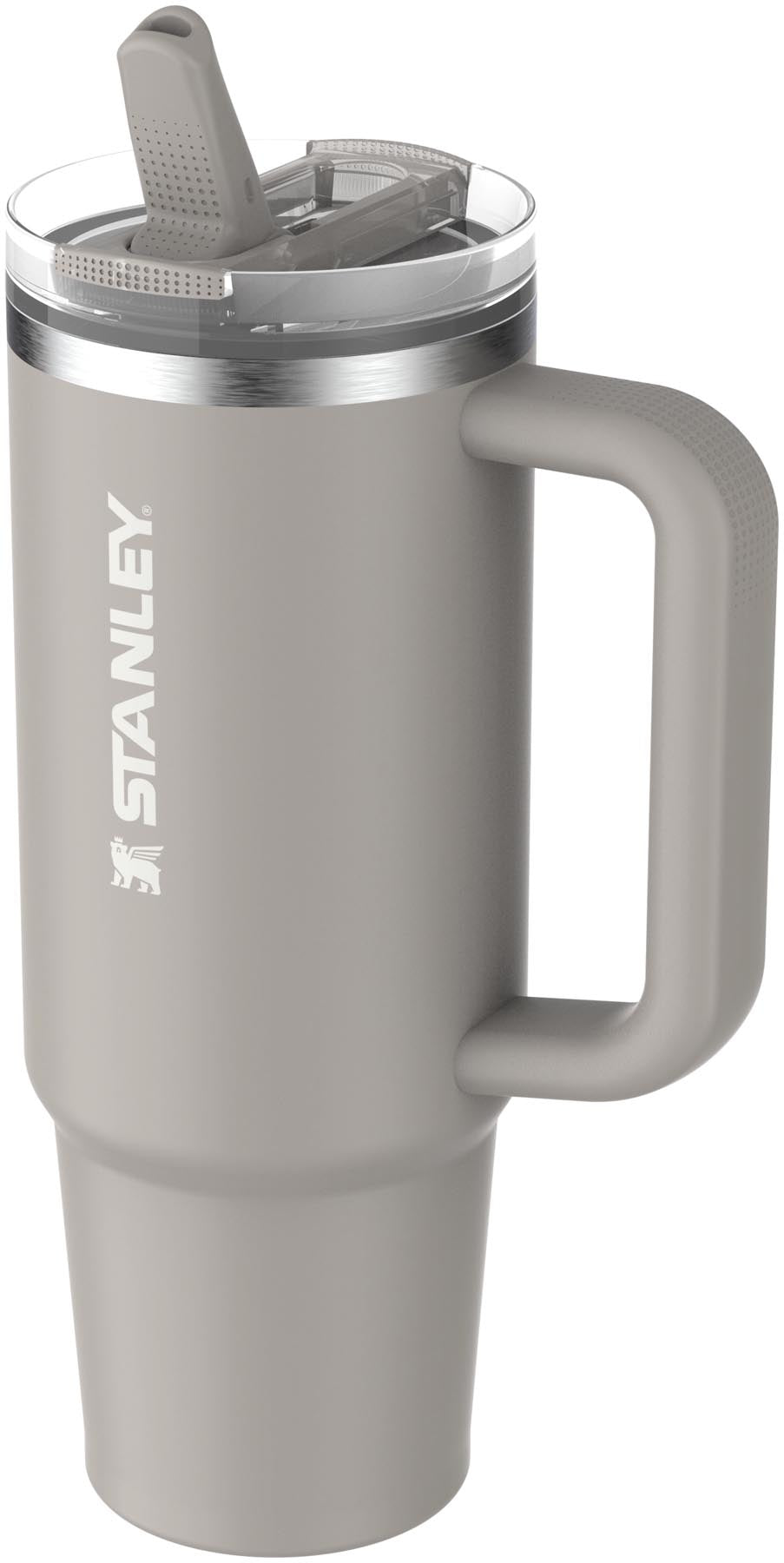Stylische Stanley Quencher ProTour Thermosflasche mit Flip Straw, 0.89l, in elegantem Ash-Grau, ideal für unterwegs und aktive Lebensstile.