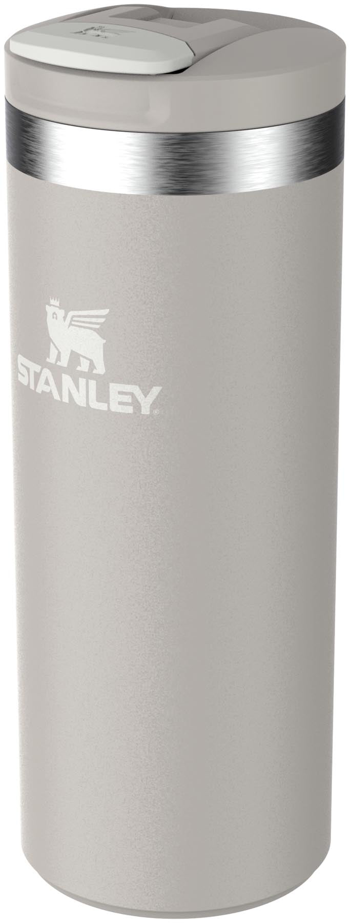 Praktischer Transit Fliptop Becher von Stanley in modernem Ash-Grau, ideal für den täglichen Gebrauch und vielseitig für alle Getränke.