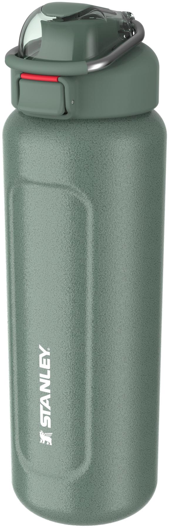 Elegante Stanley Wellspring Flasche in Hammertone Green, 0.7l, ideal für Outdoor-Aktivitäten und vielseitige Getränke. Robust und funktional.