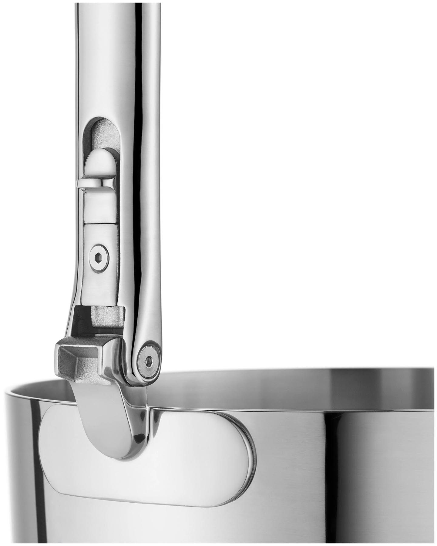 Elegantes 5-teiliges Pfannenset mit klappbarem Griff in verschiedenen Größen, ideal für vielseitiges Kochen und platzsparende Aufbewahrung.