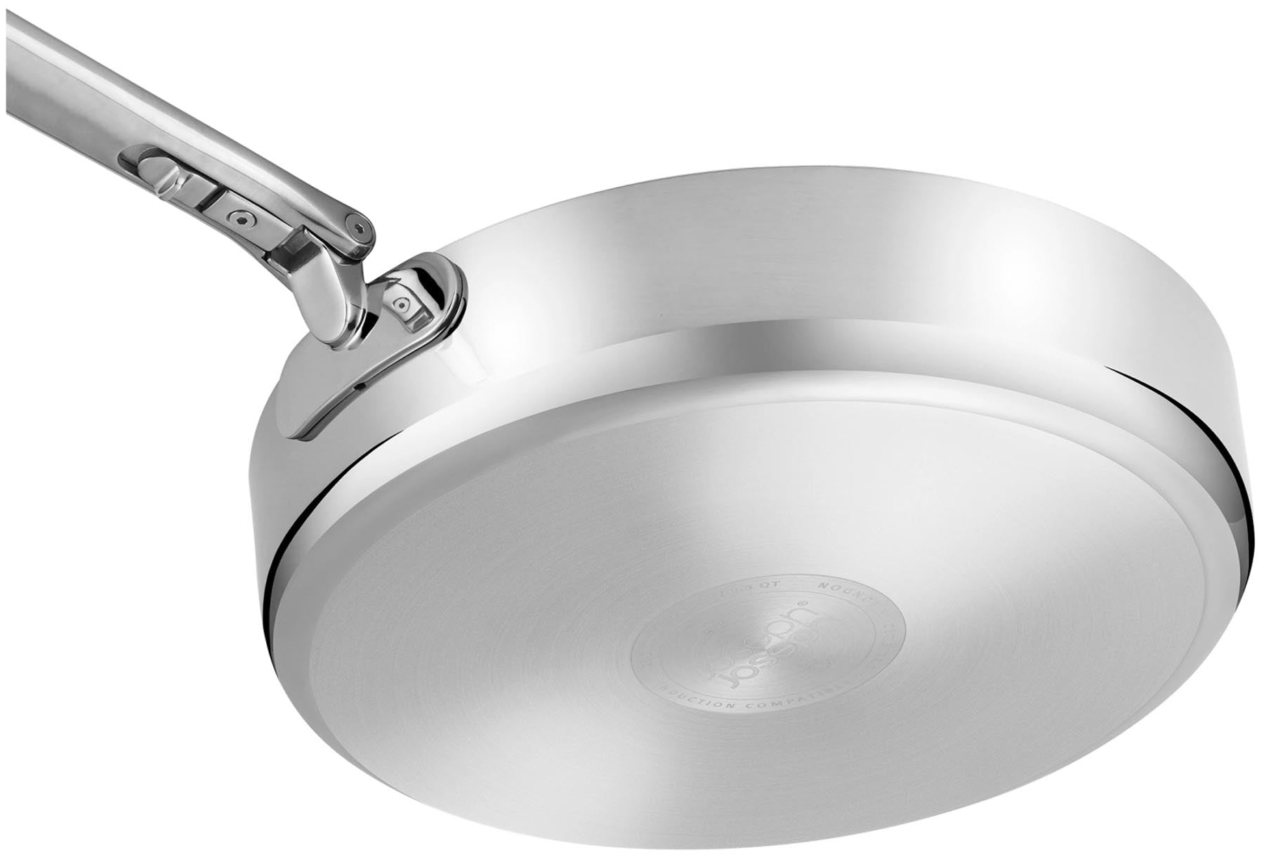Elegante 24 cm Bratpfanne aus robustem Edelstahl mit innovativem Klappgriff, perfekt für gesundes Braten und einfache Lagerung.