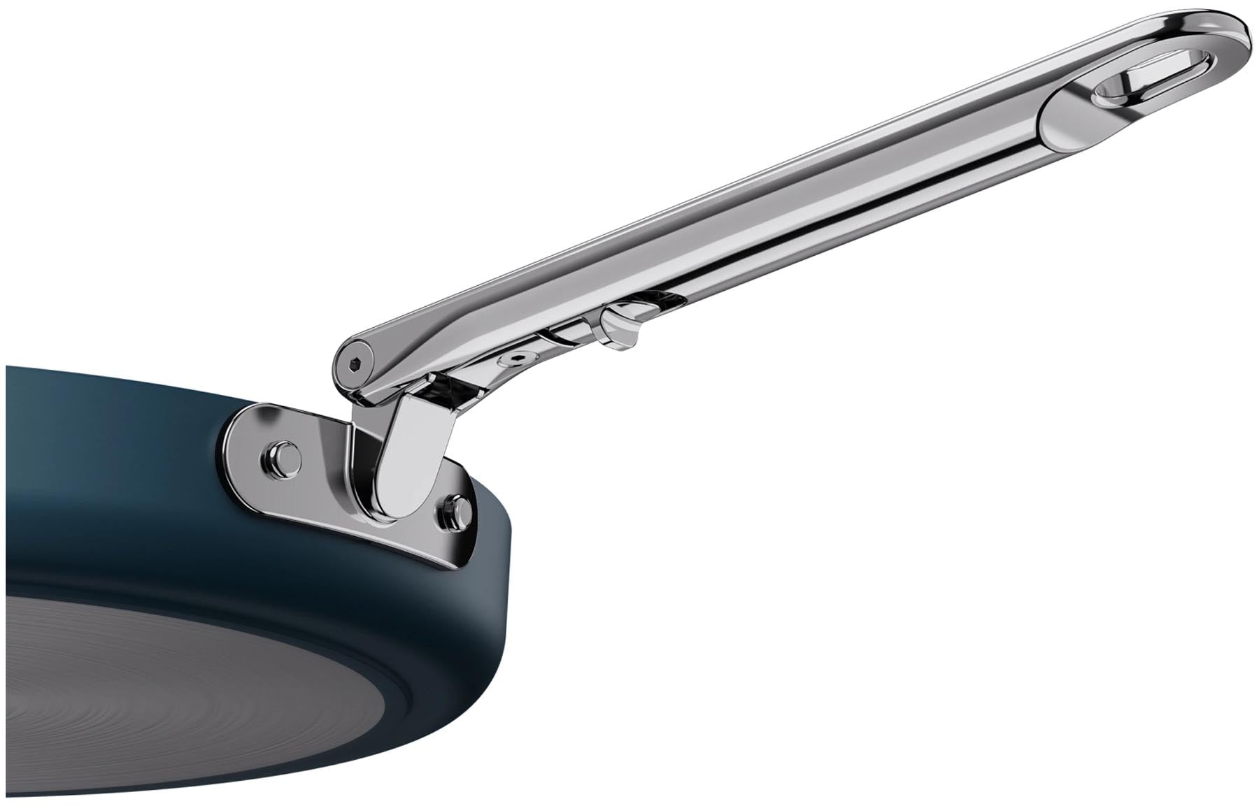 Moderne flache Bratpfanne von Joseph Joseph, 30 cm, mit innovativem Klappgriff für einfaches Handling und platzsparende Lagerung.