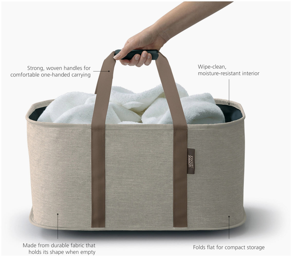 Hold-All Wäschekorb faltbar 35l ecru in Blau präsentiert im Onlineshop von KAQTU Design AG. Wäschekorb ist von Joseph Joseph
