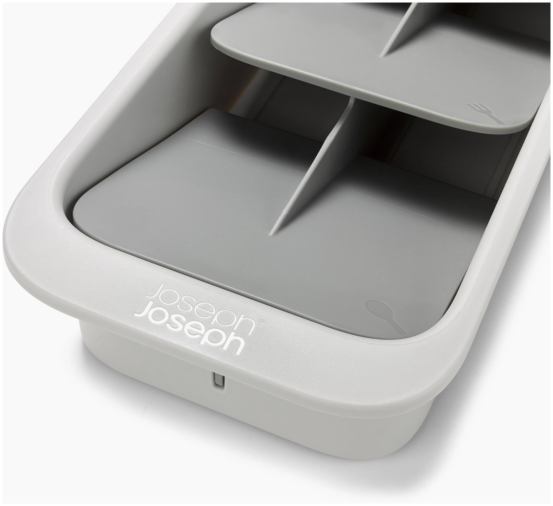 Praktischer Besteckkasten von Joseph Joseph, gefertigt aus recyceltem Kunststoff in stilvollem Grau, perfekt für die platzsparende Organisation von Besteck.