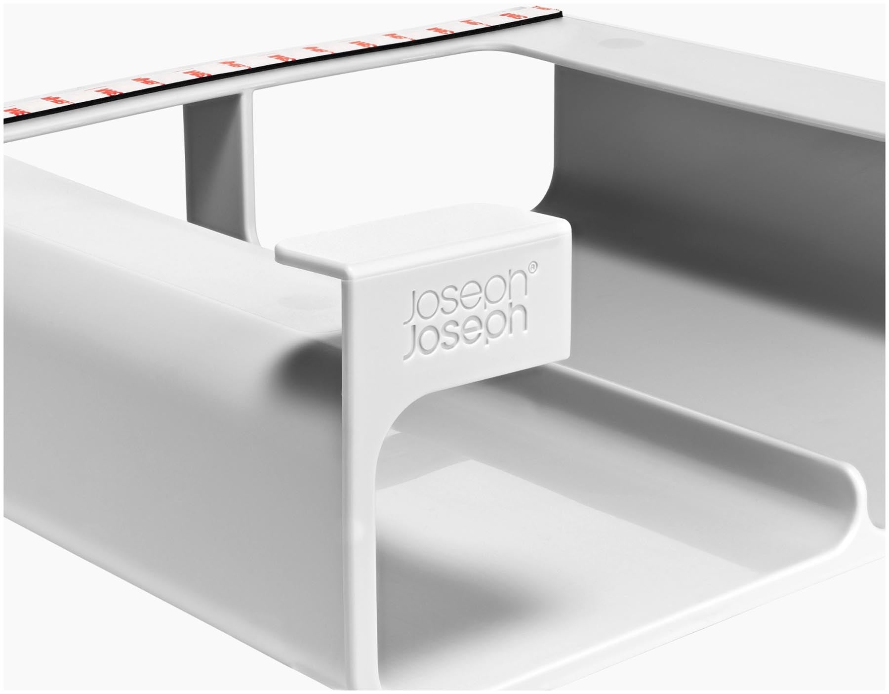 Stylischer Küchenorganizer von Joseph Joseph in modernem Grau, ideal für die platzsparende Aufbewahrung von Recycle-Beuteln und anderen Küchenutensilien.
