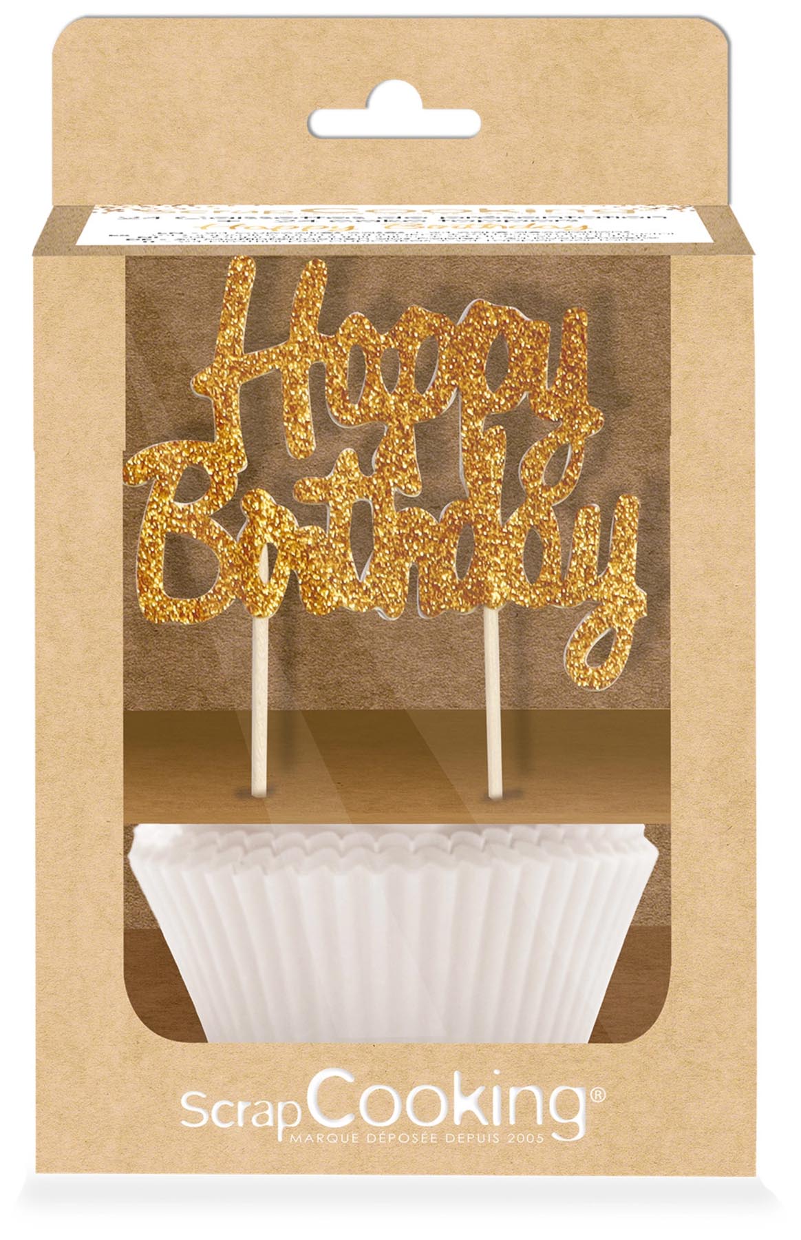 24 Cupcake Formen und 12 Cake Toppers Happy Birthday in  präsentiert im Onlineshop von KAQTU Design AG. Backform / Backblech ist von Scrap Cooking