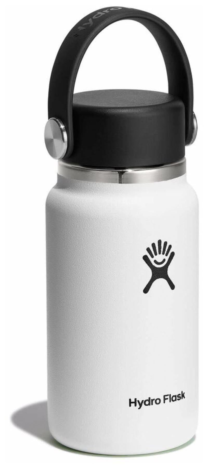 Elegante weiße Trinkflasche Micro Hydro 200ml von Hydro Flask, ideal für unterwegs und perfekt für kalte oder heiße Getränke.