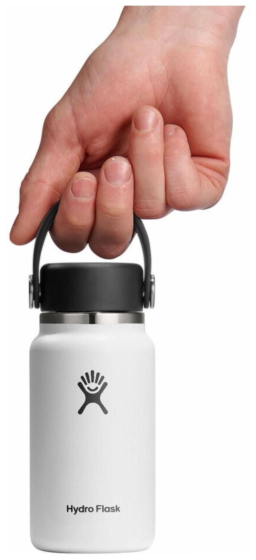 Elegante weiße Hydro Flask Trinkflasche (200ml) für unterwegs, perfekt für Sport und Freizeit, hält Getränke frisch und kühl.