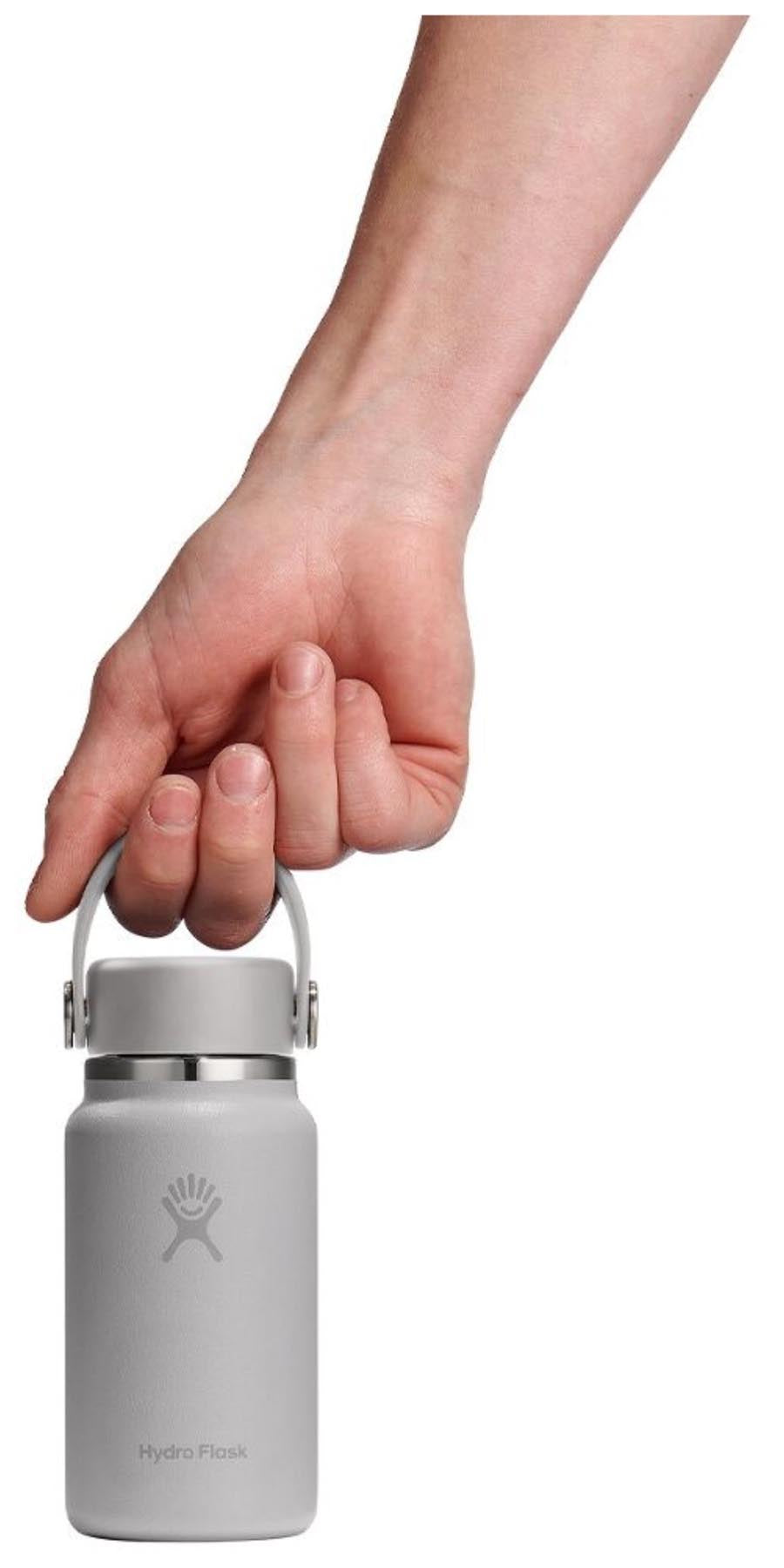 Kompakte Hydro Flask Trinkflasche Micro Hydro 200ml in modernem Birch-Grau, perfekt für aktive Lebensstile und nachhaltigen Genuss.