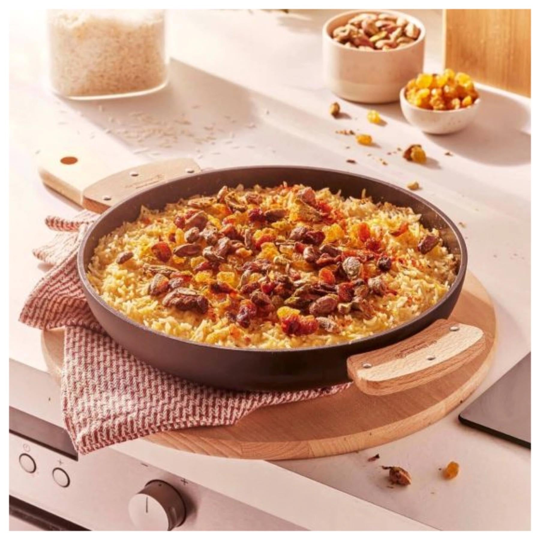 Schwarze Ceranoa Loqy Bratpfanne D32cm aus Keramik von de Buyer, ideal für gesundes Braten und Kochen, stilvolles Design für jede Küche.