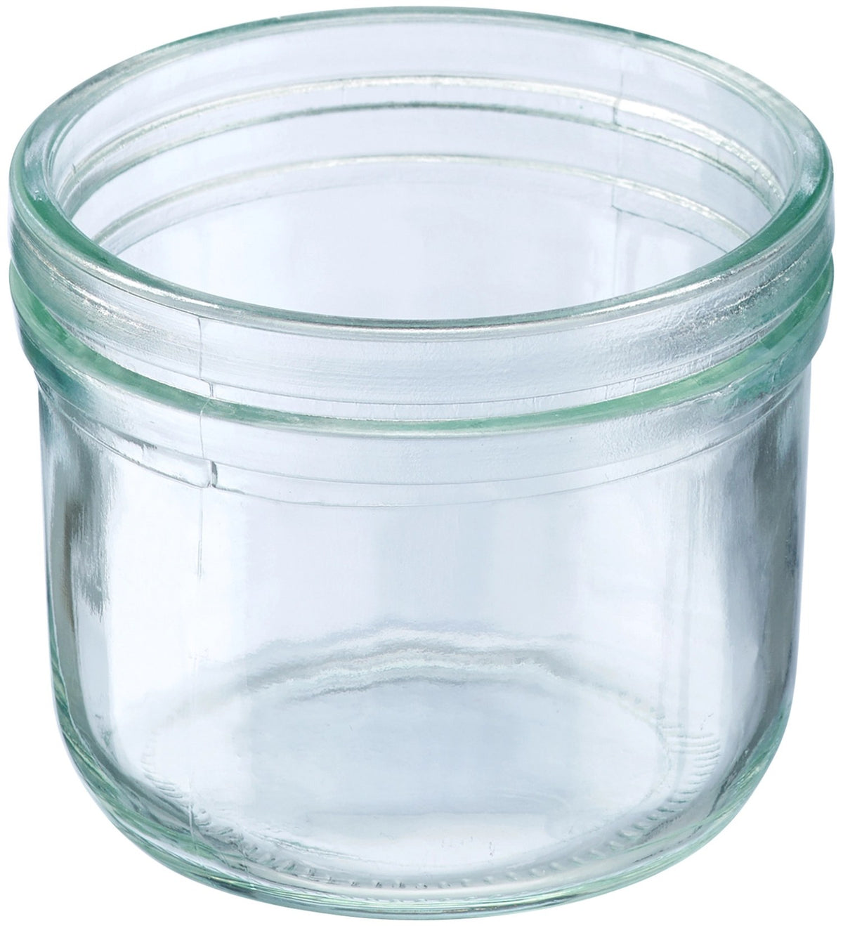 Silbernes Drahtbügelglas von Westmark mit rundem Glaskörper, Gummiring und Edelstahlbügel, Grösse 11.3 x 8.3 x 8.3 cm.