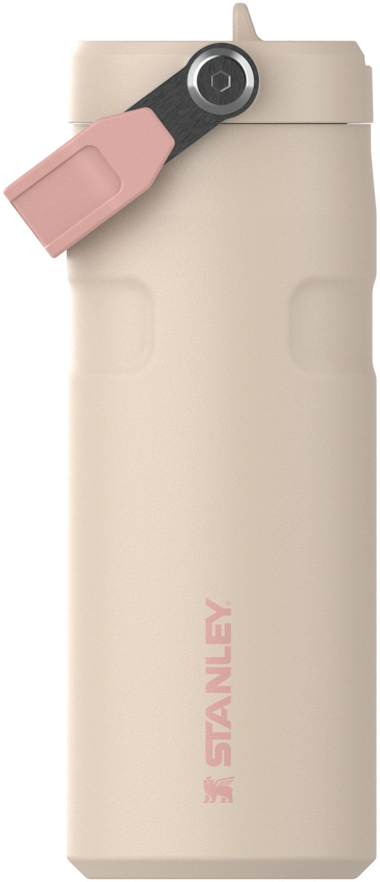 Beige Thermosflasche von Stanley, Modell IceFlow Flip Straw in champagne, mit Trinkverschluss