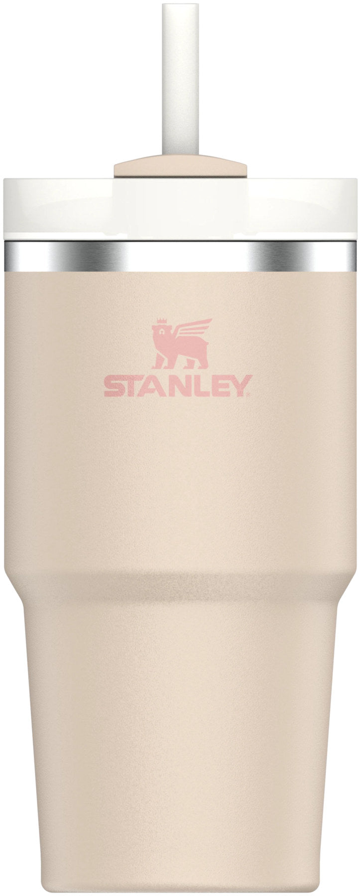Stanley Quencher FlowState Thermosflasche in Beige (Champagne), zylindrische Form, Masse 9 x 9 x 20.9 cm, freigestellt fotografiert