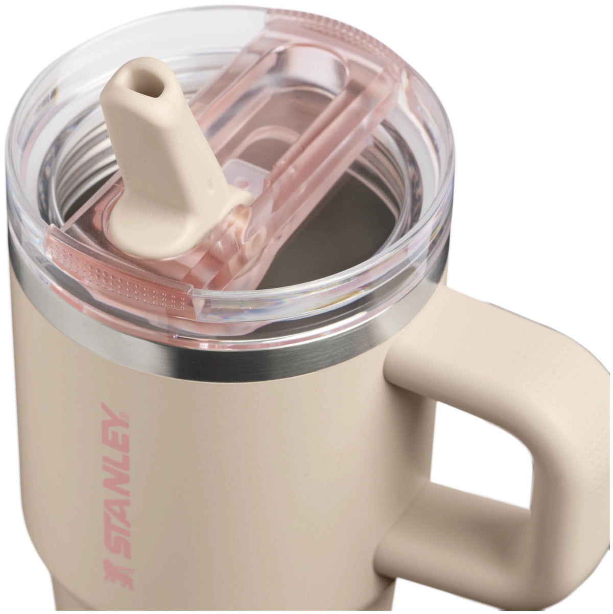 Beige Thermosflasche Quencher ProTour Flip Straw von Stanley mit Strohhalm