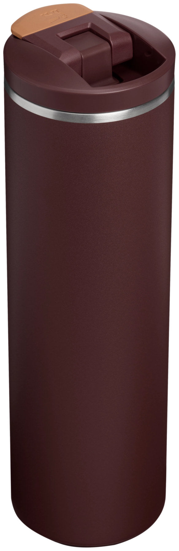 Brauner Stanley Transit FlipTop Becher coffee, schlanke Thermosflasche in Becherform