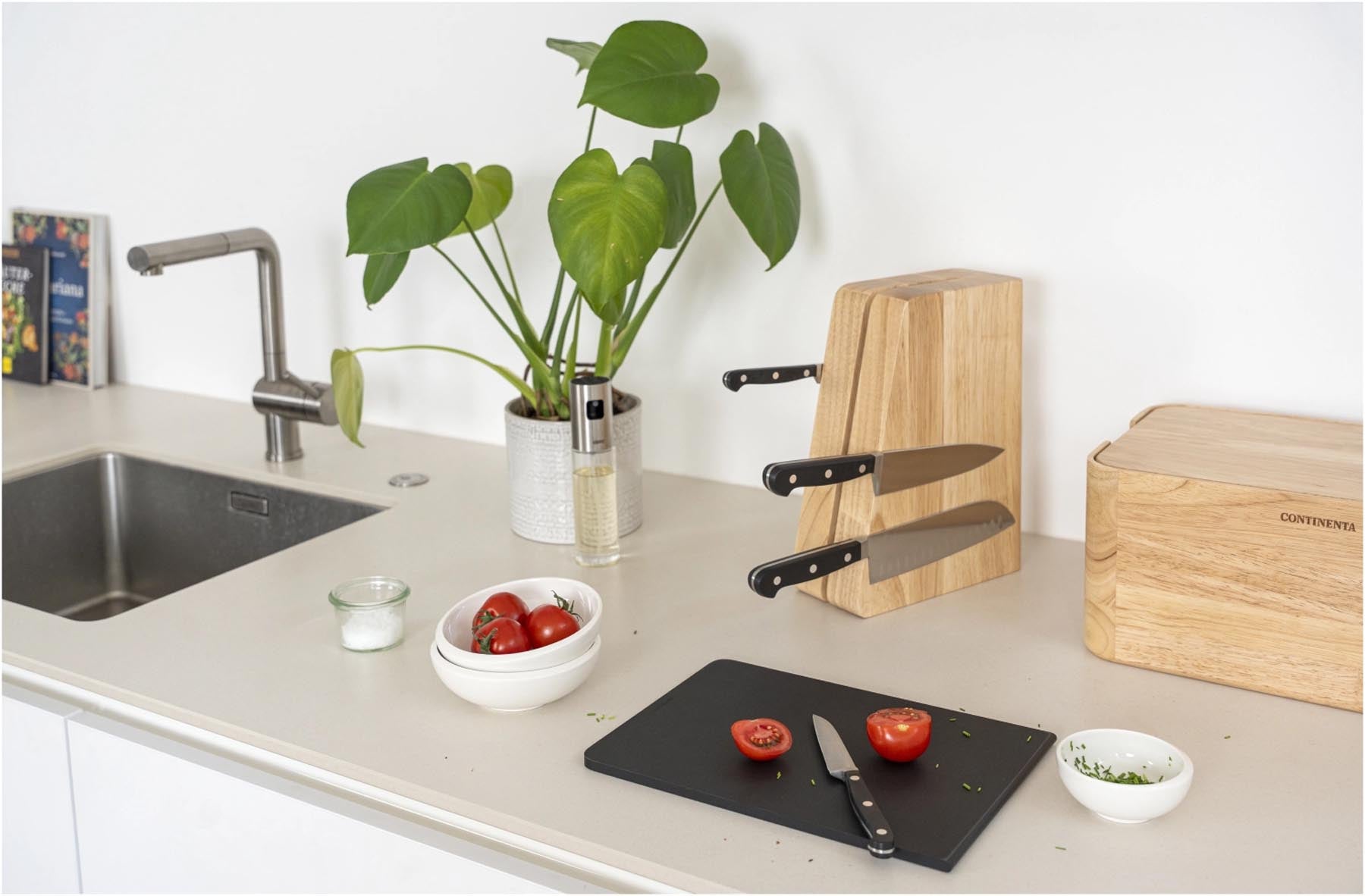 Eleganter magnetischer Messerblock mit hochwertigem Duracore Schneidebrett, ideal für stilvolle Küchen und optimale Aufbewahrung von Messern.