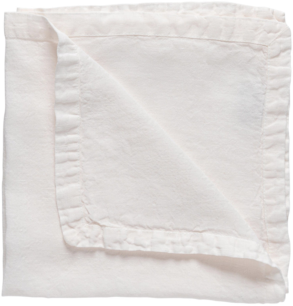 Quadratische Serviette aus 100% Leinen in Blush-Farbe, Grösse 47x47cm, von Costa Nova, hergestellt in Portugal, flach ausgebreitet.