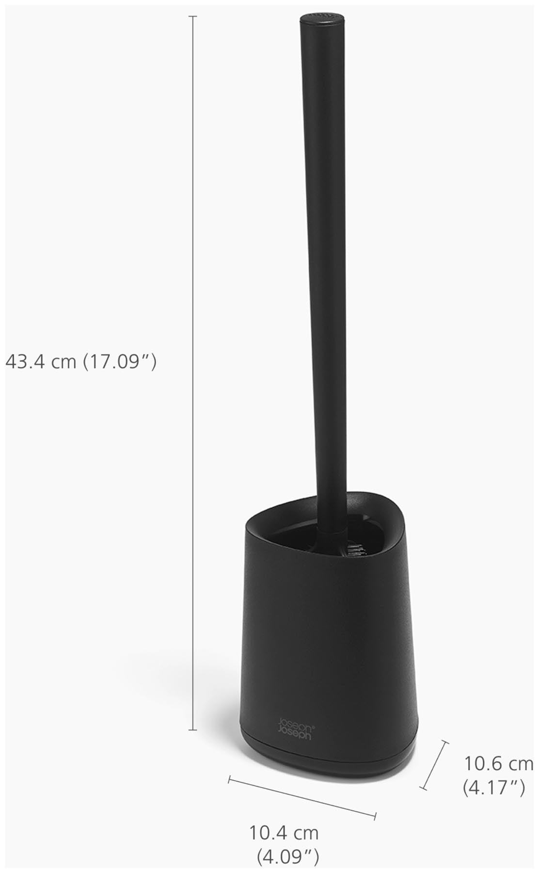 Elegante schwarze Toilettenbürste Flex 360 Lite von Joseph Joseph, ideal für gründliche Reinigung und stilvolle Badezimmergestaltung.