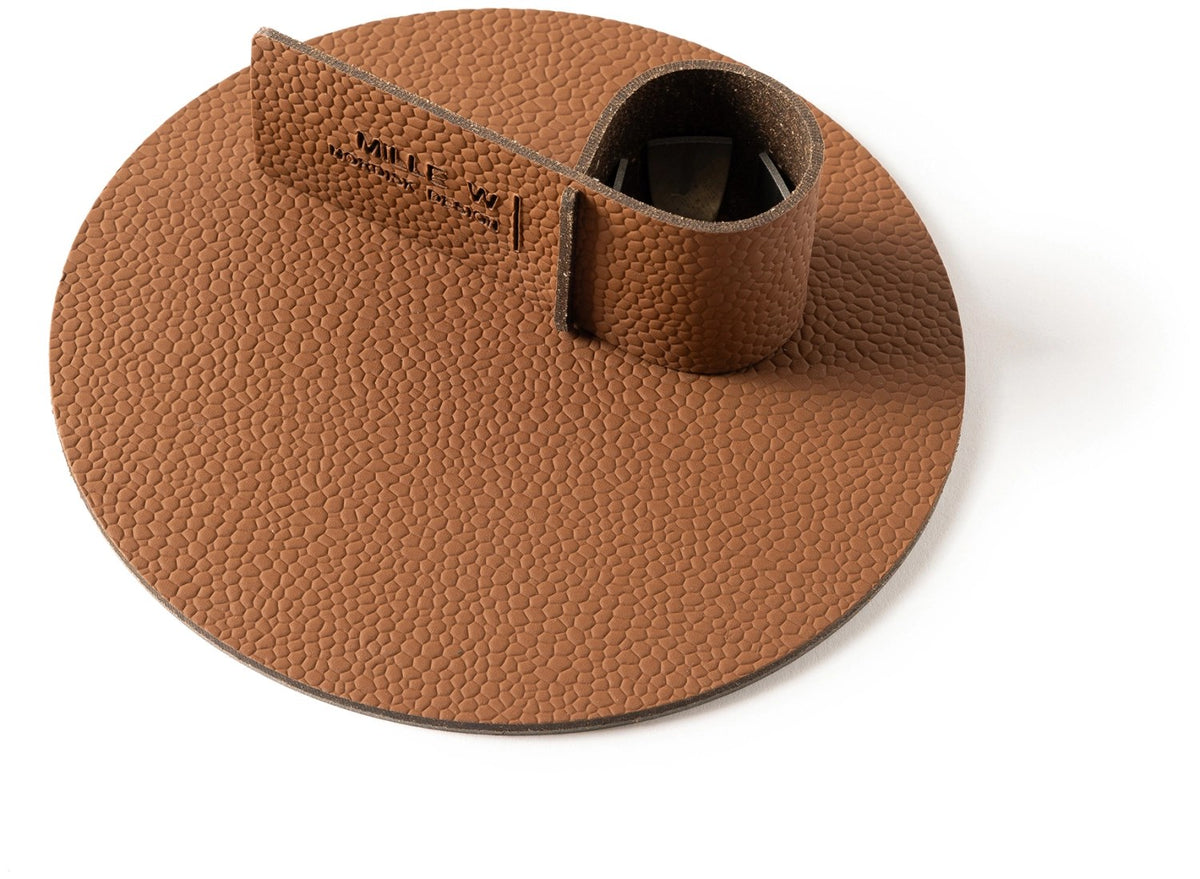 Teelichthalter Kerzenhalter large cognac von MiLLE W NORDISK DESIGN in Braun, quadratische Form, Masse 14 x 14 x 4 cm.
