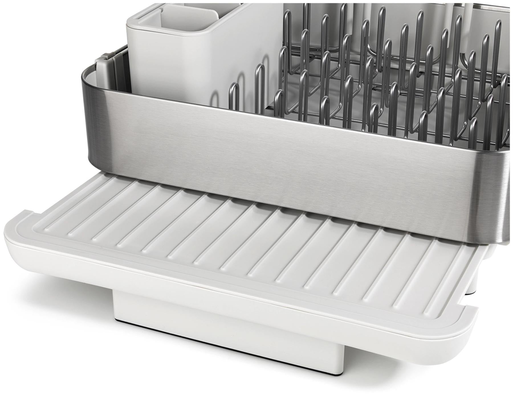 Stylischer Geschirrabtropfständer in hellem Grau von Joseph Joseph, ideal für platzsparendes Abtropfen und modernes Küchendesign.