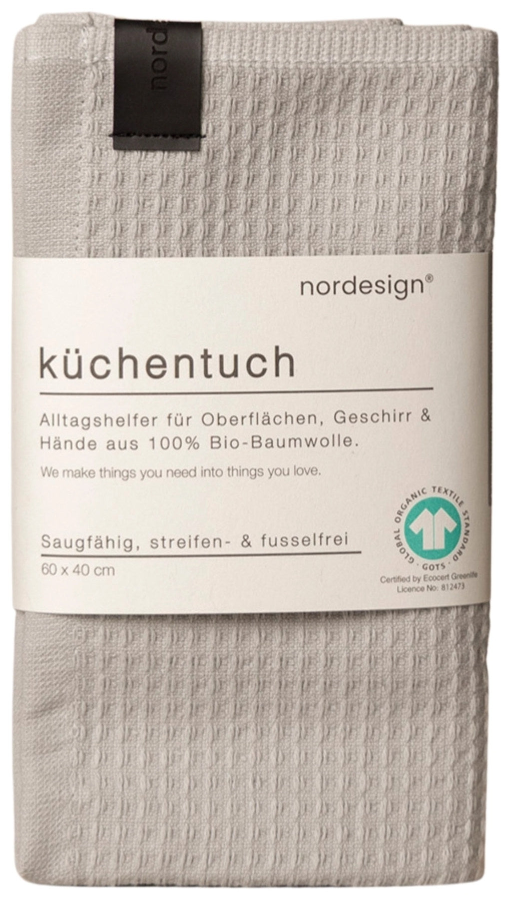 Rechteckiges graues Küchentuch Stockholm Grey von Nordesign aus Baumwolle