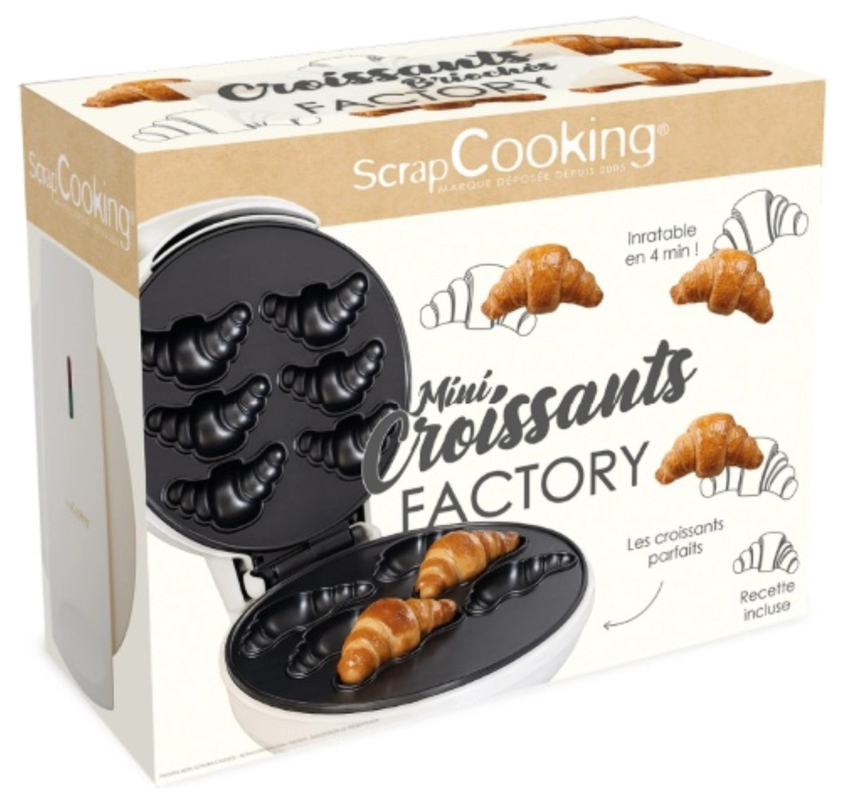 Weisses Küchengerät Mini Croissants Factory von Scrap Cooking zum Formen von kleinen Croissants aus Teig, kompakte Grösse.