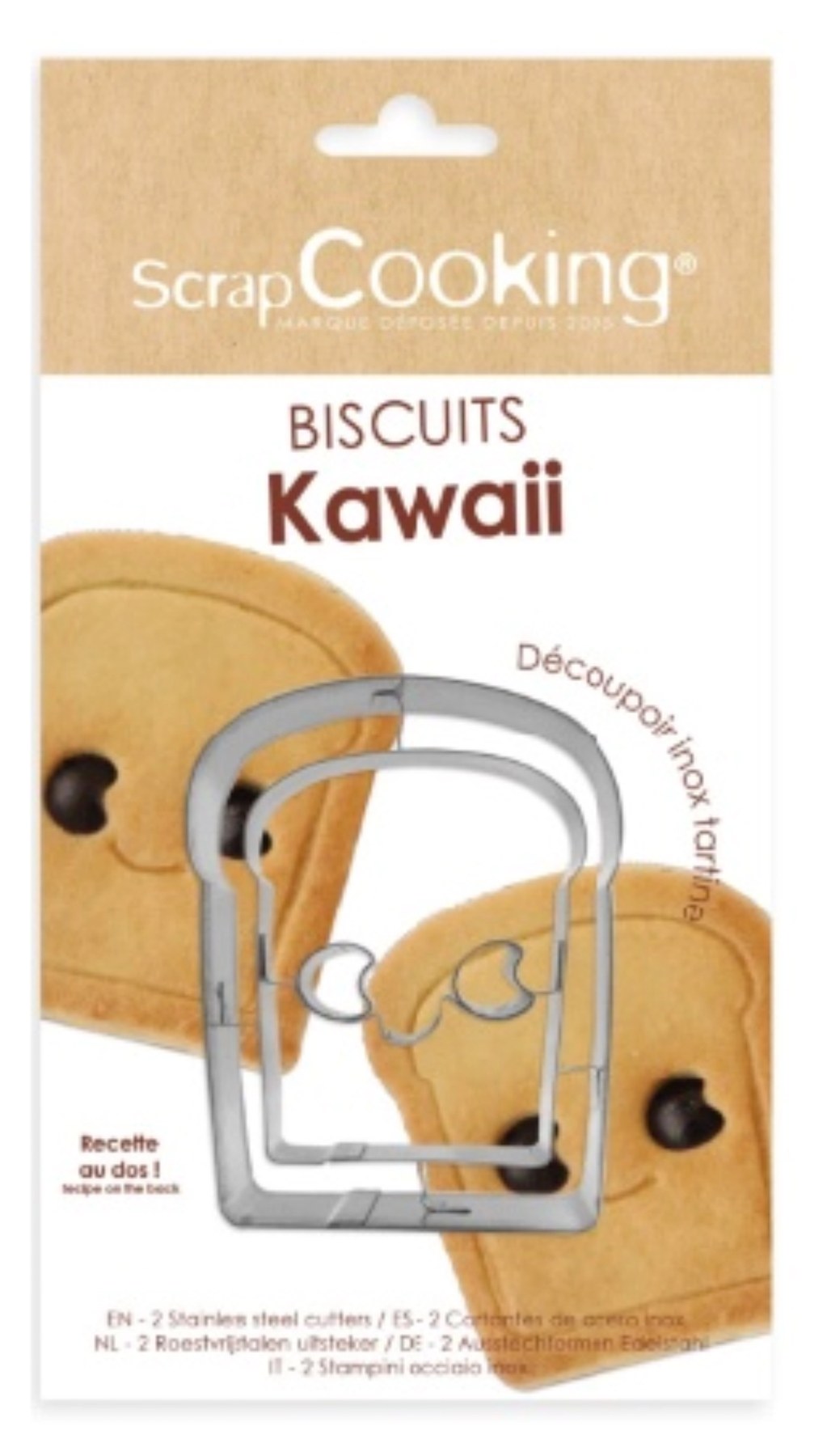 Silberner Keksausstecher in Form eines Toastbrots von Scrap Cooking, Metall-Ausstechform mit kawaii-inspirierter Silhouette für Kekse.
